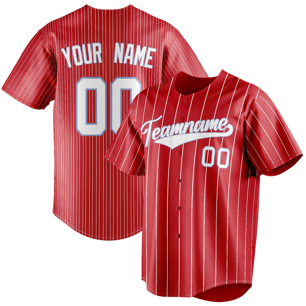 Custom Red & White White Pinstripe Fan Baseball Jersey BB01240531XJ402