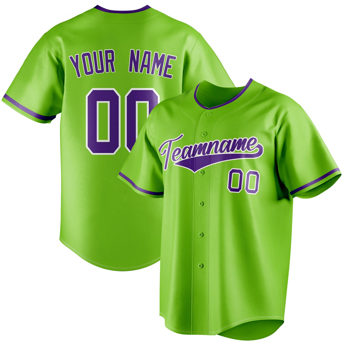 Custom Neon Green & Purple Color Fan Baseball Jersey BB01240531XJ420