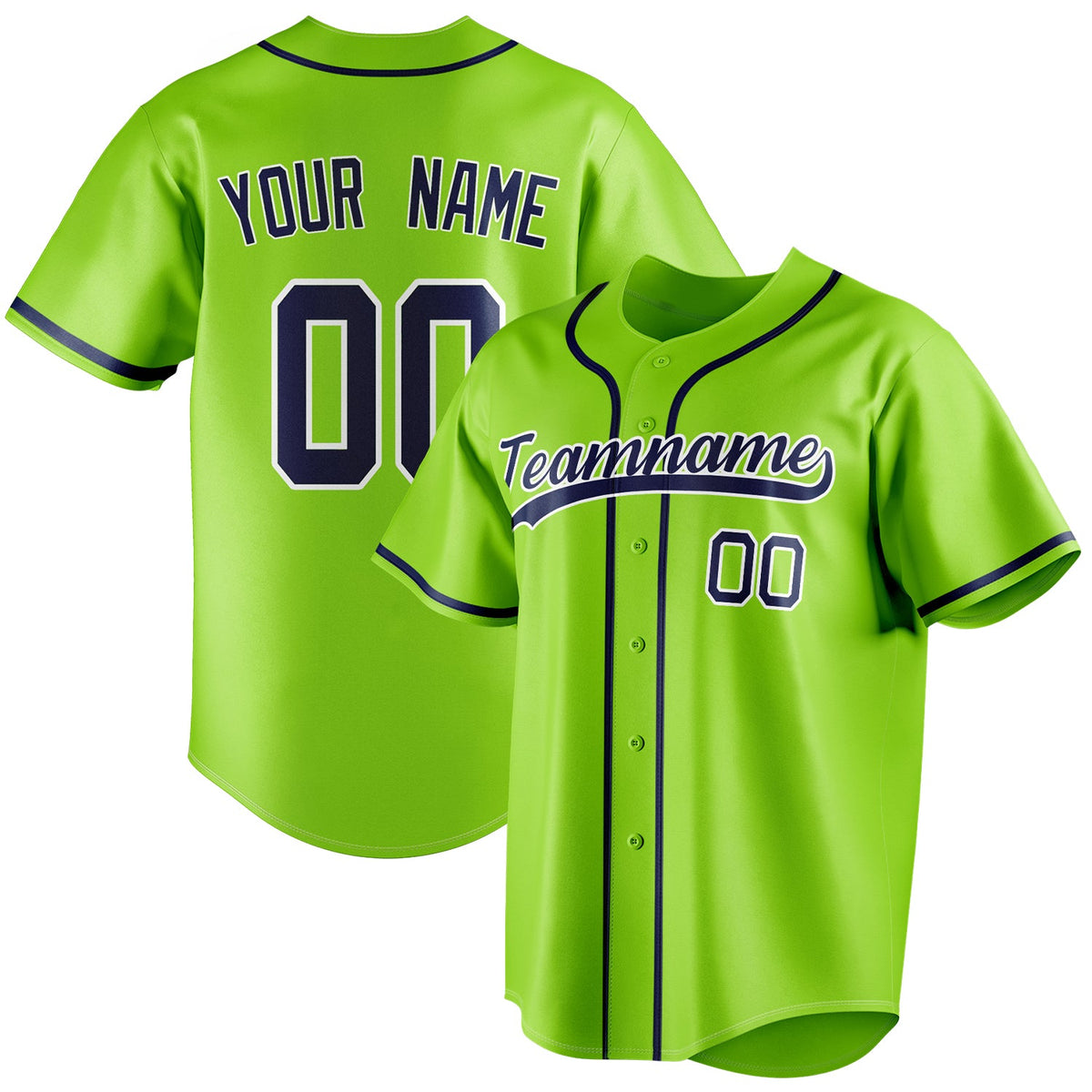 Custom Neon Green & Navy Color Fan Baseball Jersey BB01240531XJ421