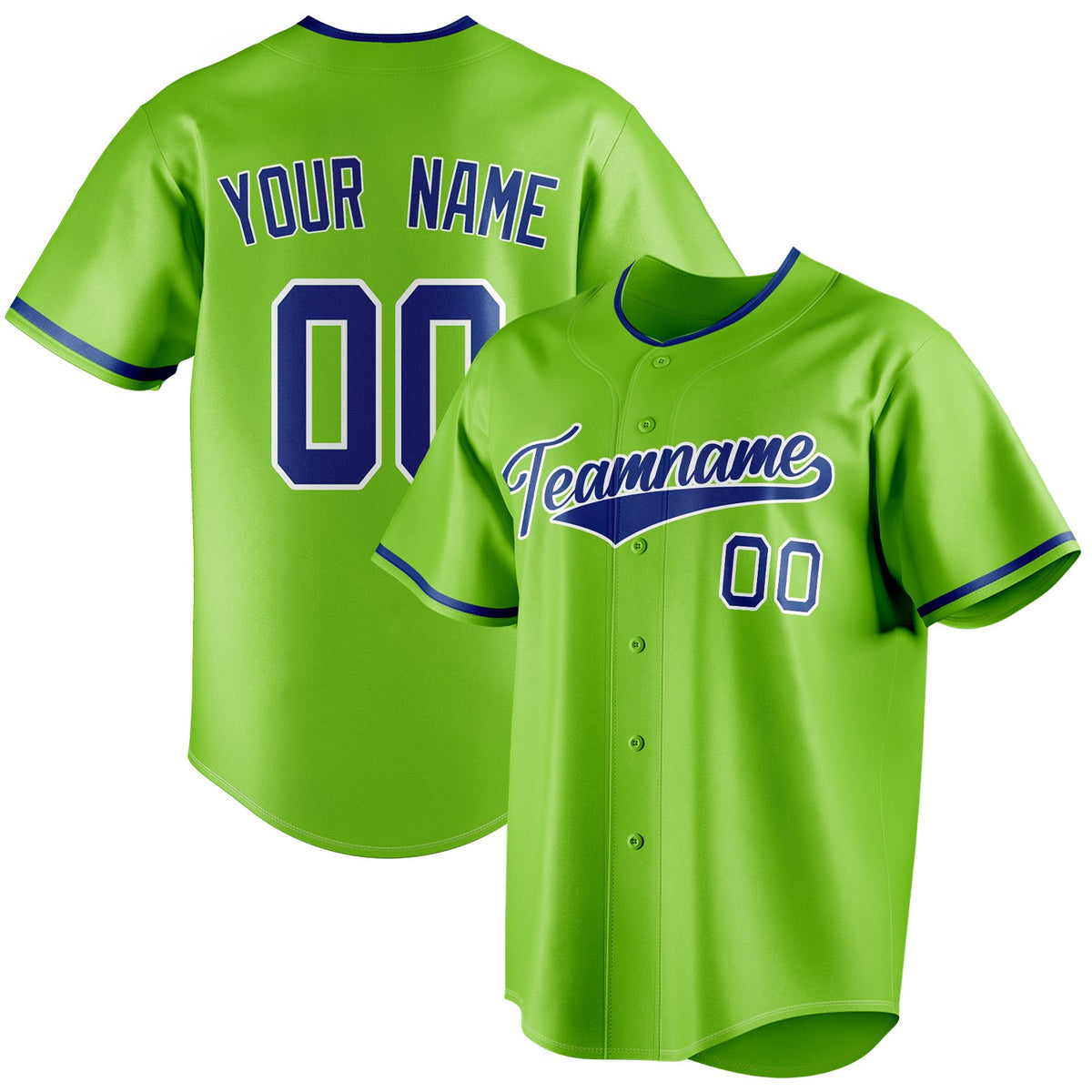 Custom Neon Green & Royal Color Fan Baseball Jersey BB01240531XJ434