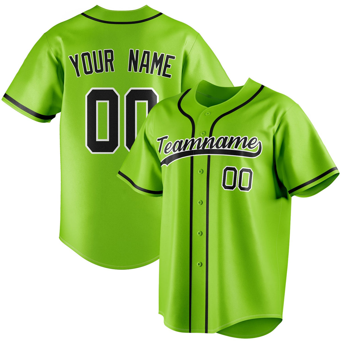 Custom Neon Green & Black Color Fan Baseball Jersey BB01240531XJ438