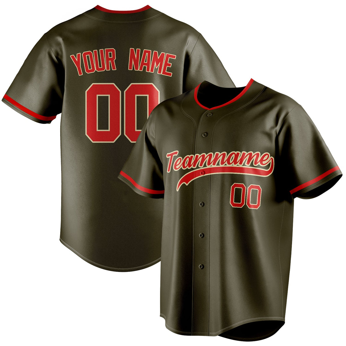 Custom Olive & Red Color Fan Baseball Jersey BB01240531YX380