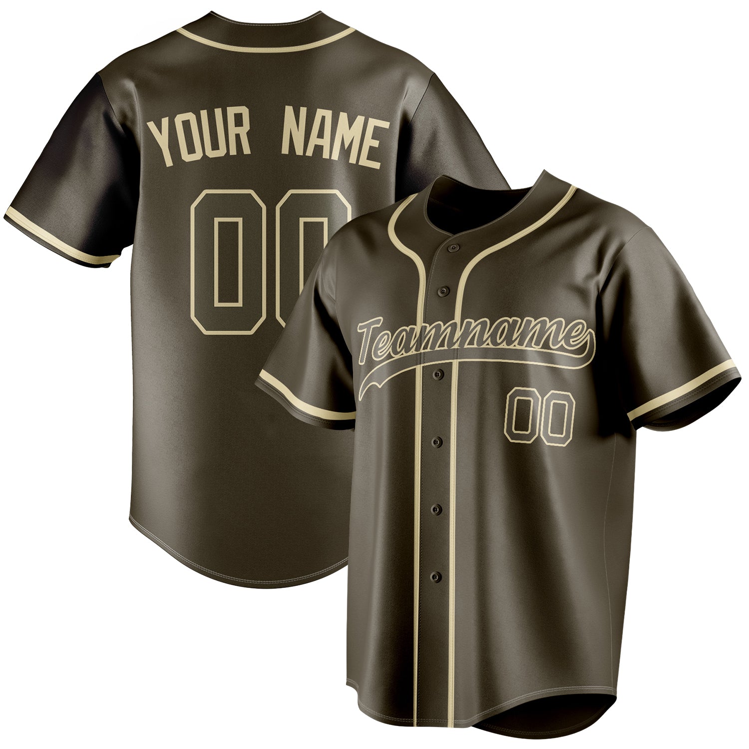 Custom Olive & Cream Color Fan Baseball Jersey BB01240531YX391