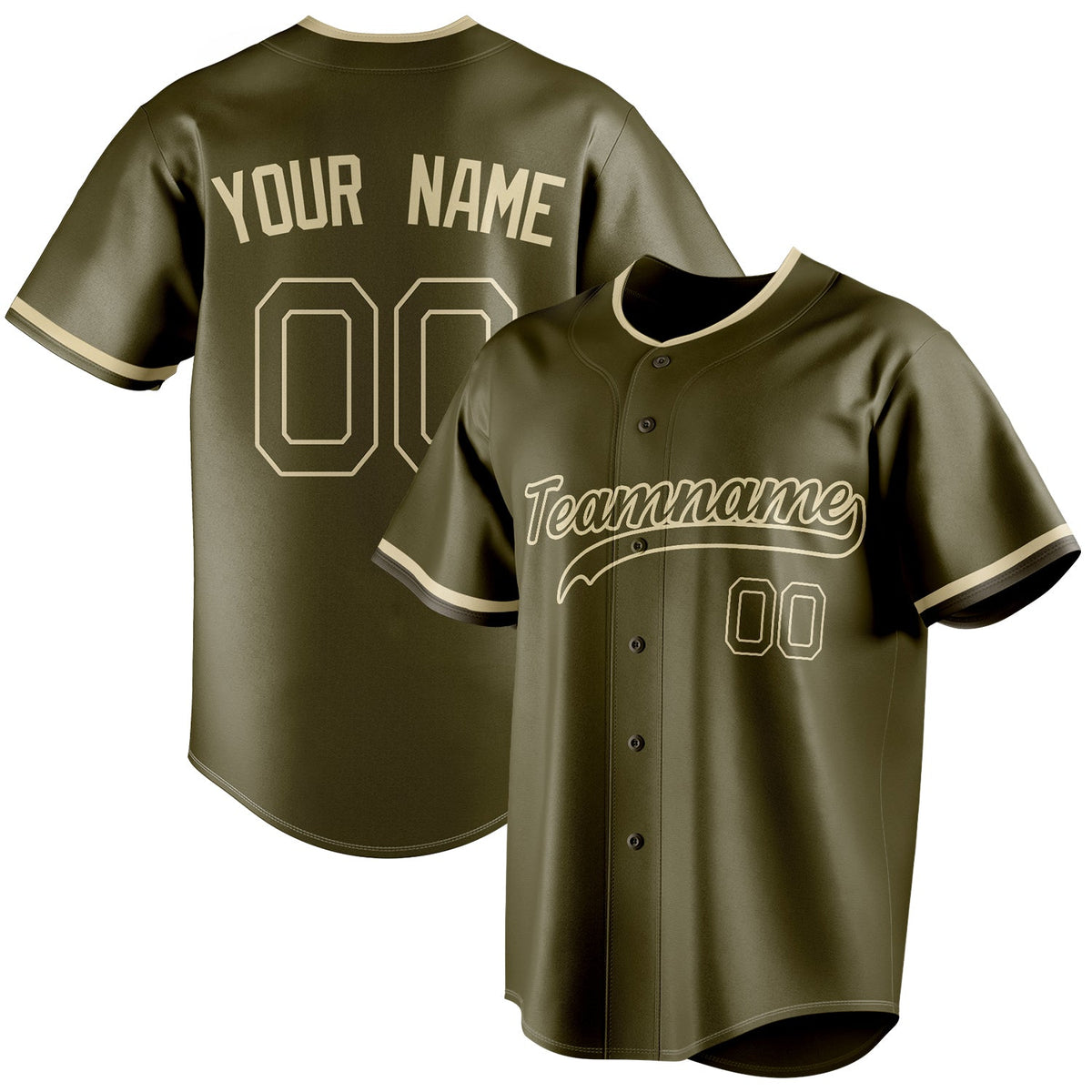 Custom Olive & Cream Color Fan Baseball Jersey BB01240531YX397