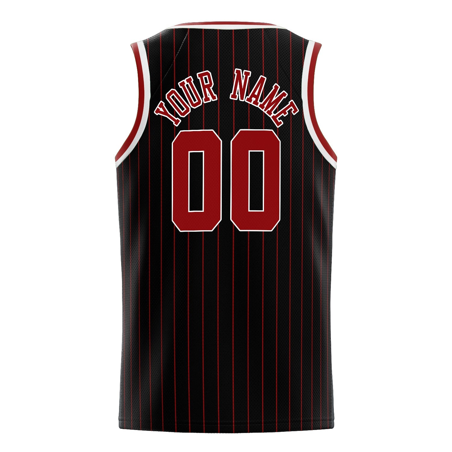 Custom Black Red Red-Pinstripe Basketball Jersey