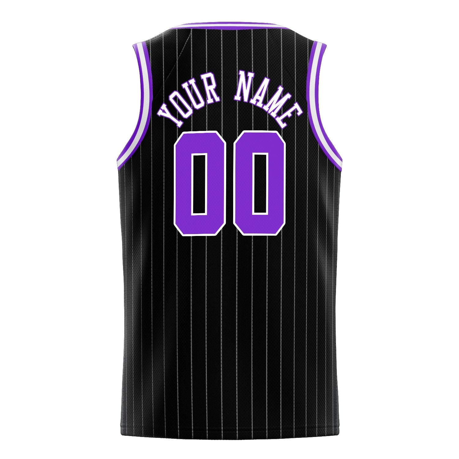 Custom Black Purple White-Pinstripe Basketball Jersey