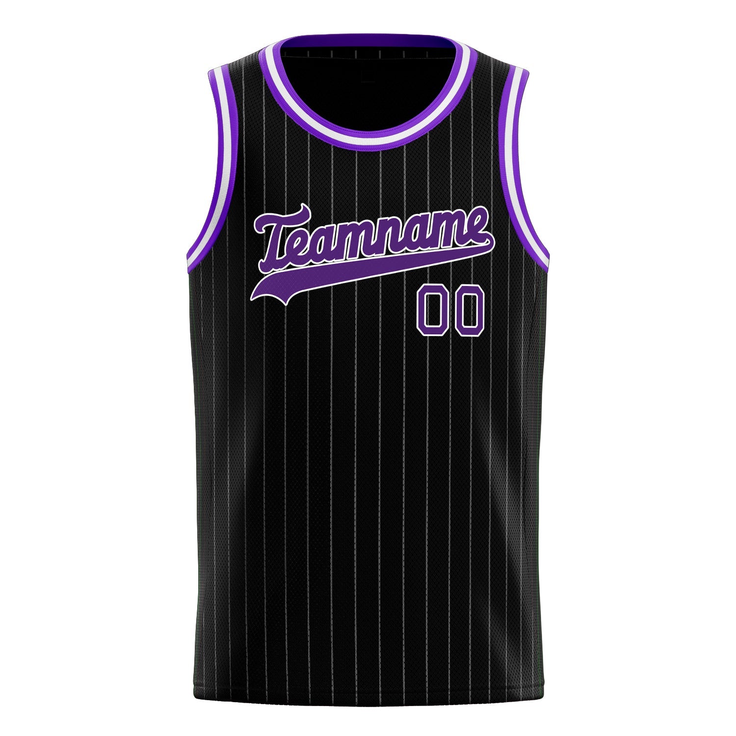Custom Black Purple White-Pinstripe Basketball Jersey