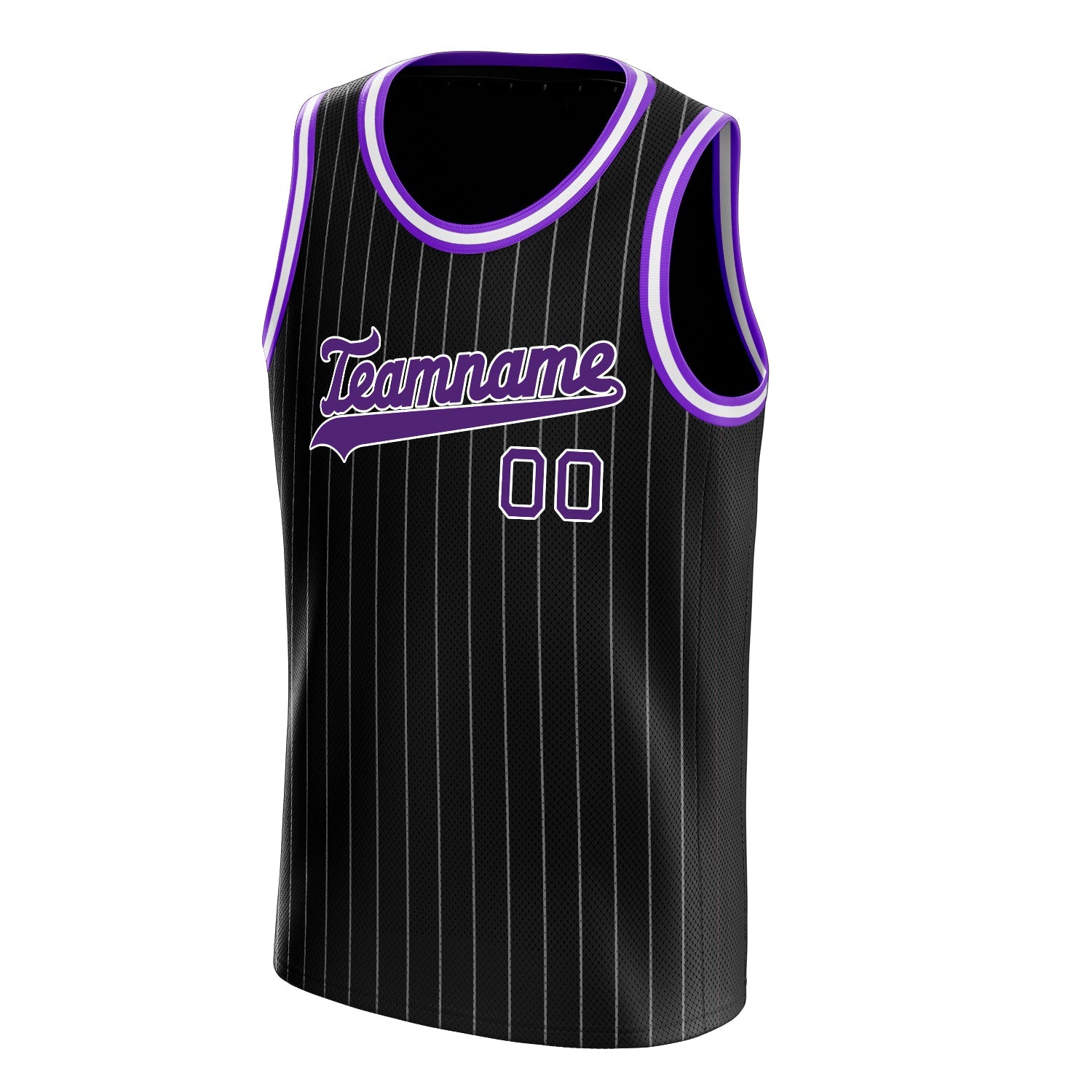 Custom Black Purple White-Pinstripe Basketball Jersey