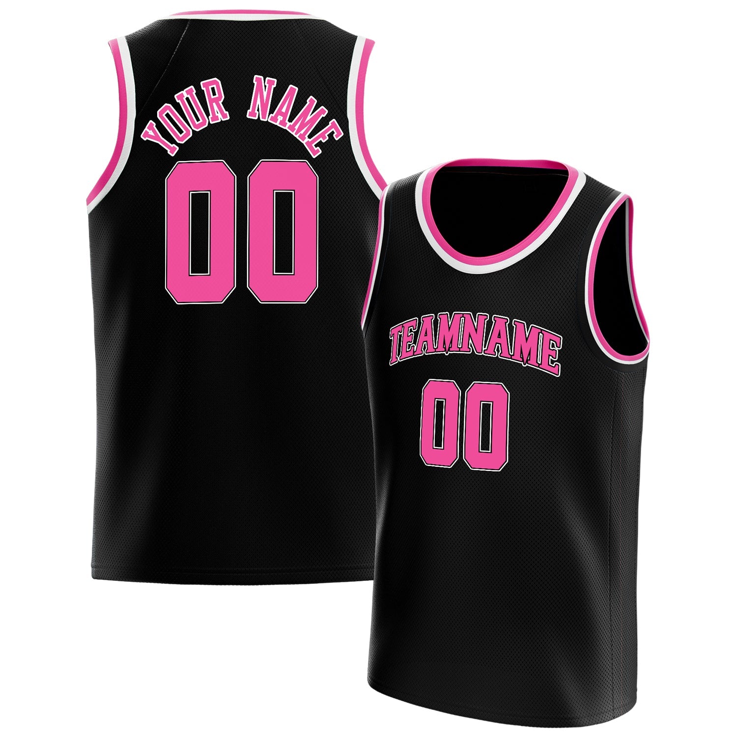 Custom Black Pink Solid-Color Basketball Jersey