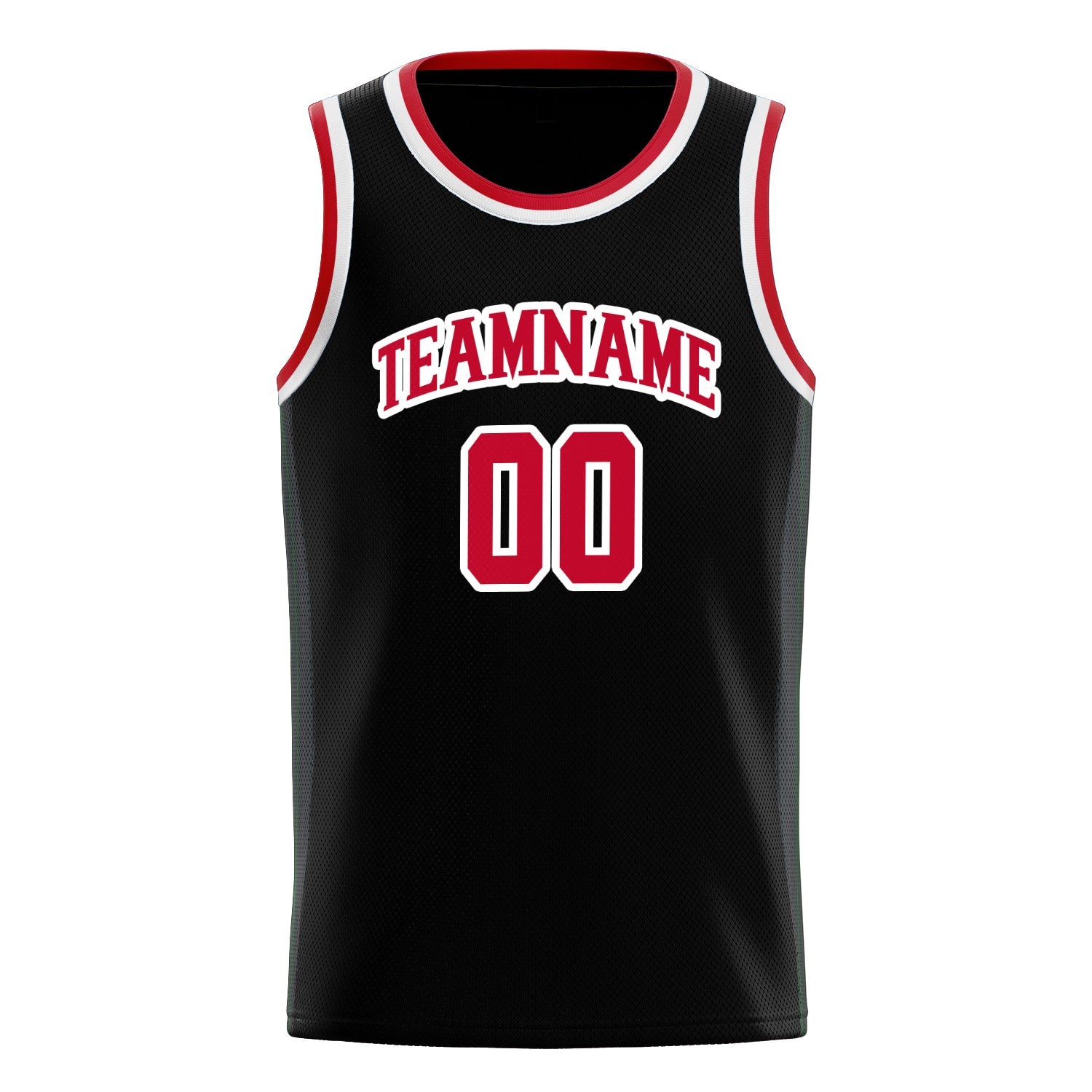 Custom Black Red Solid-Color Basketball Jersey