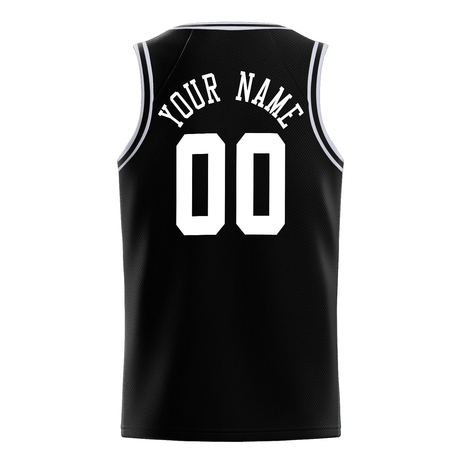 Custom Black White Solid-Color Basketball Jersey