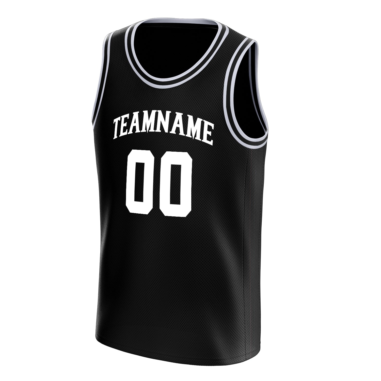 Custom Black White Solid-Color Basketball Jersey