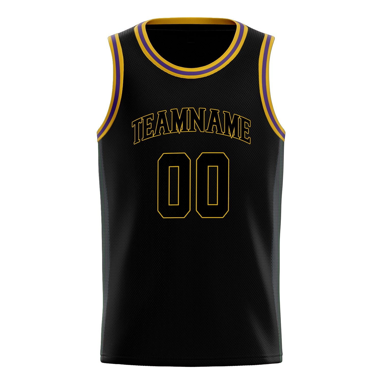 Custom Black Gold Solid-Color Basketball Jersey