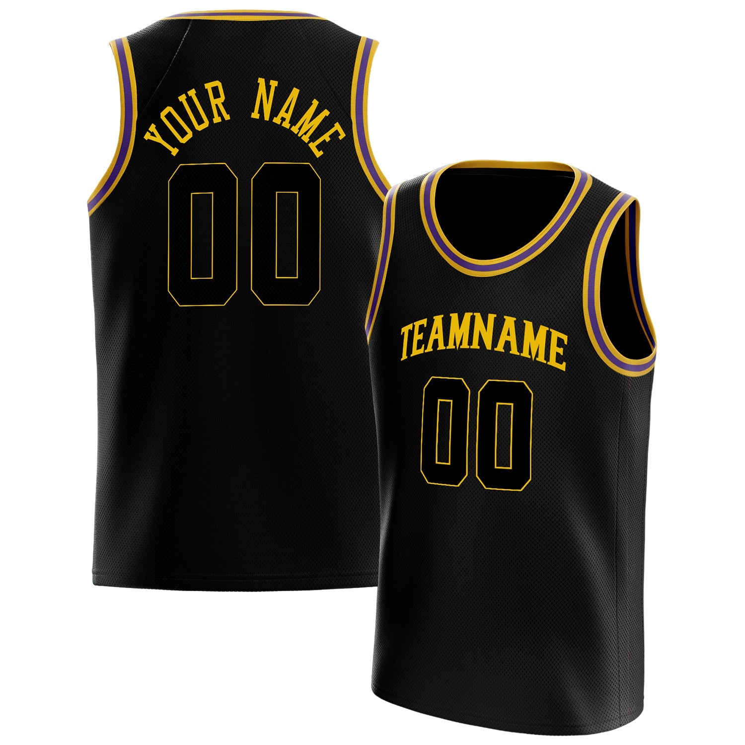 Custom Black Gold Solid-Color Basketball Jersey