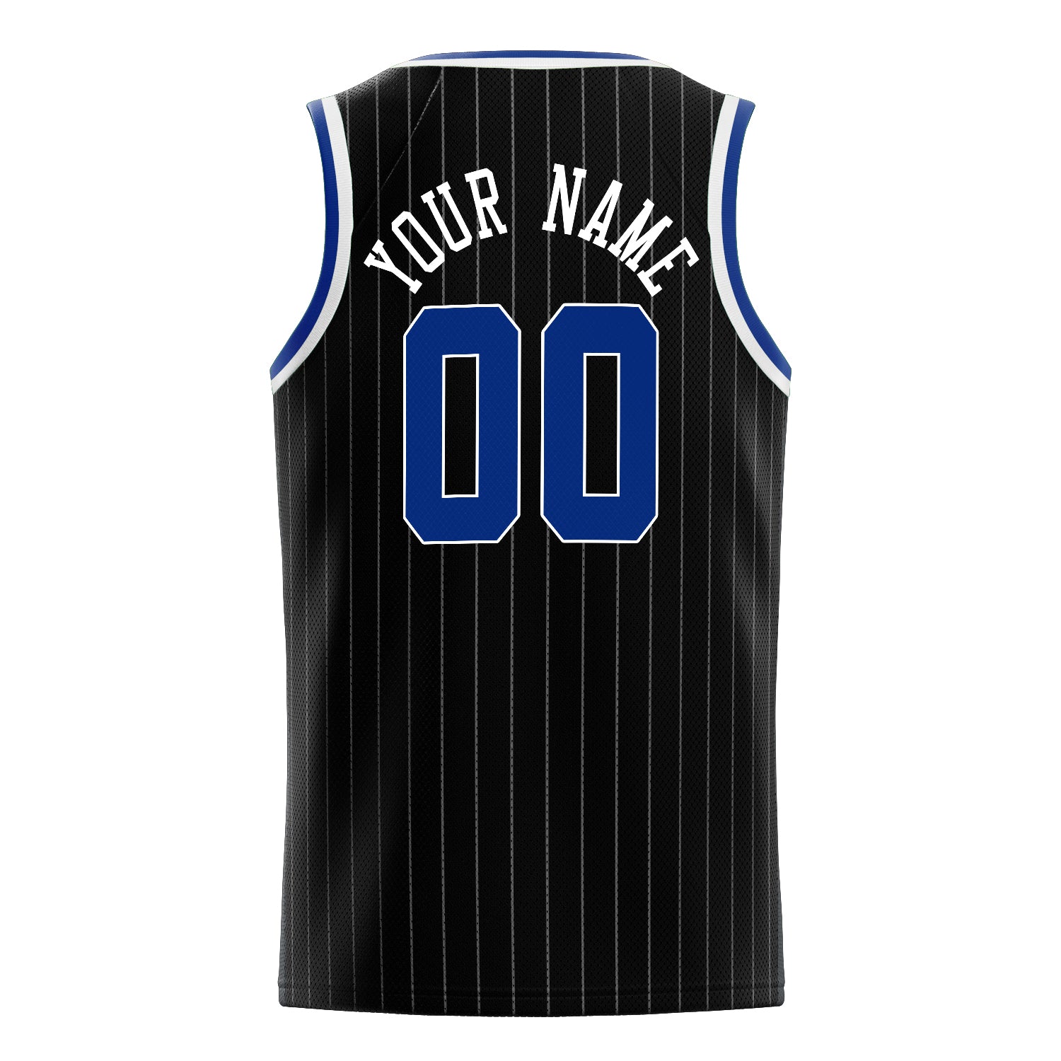 Custom Black Royal White-Pinstripe Basketball Jersey