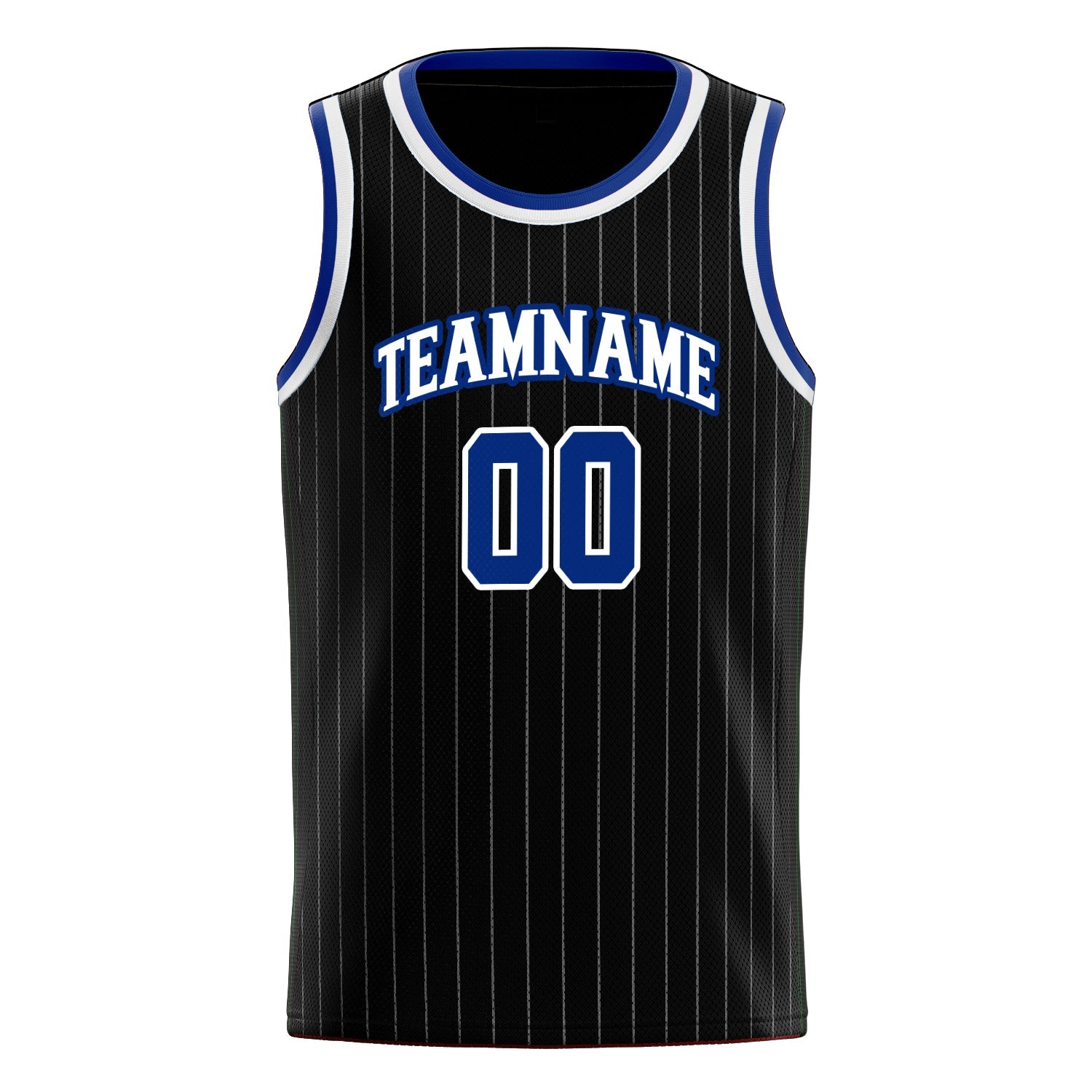 Custom Black Royal White-Pinstripe Basketball Jersey