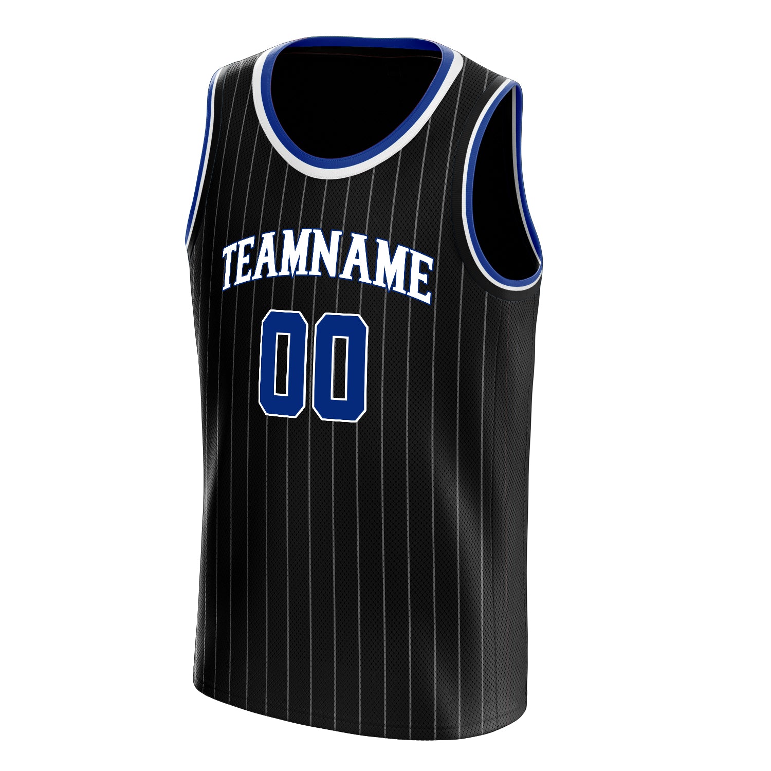 Custom Black Royal White-Pinstripe Basketball Jersey