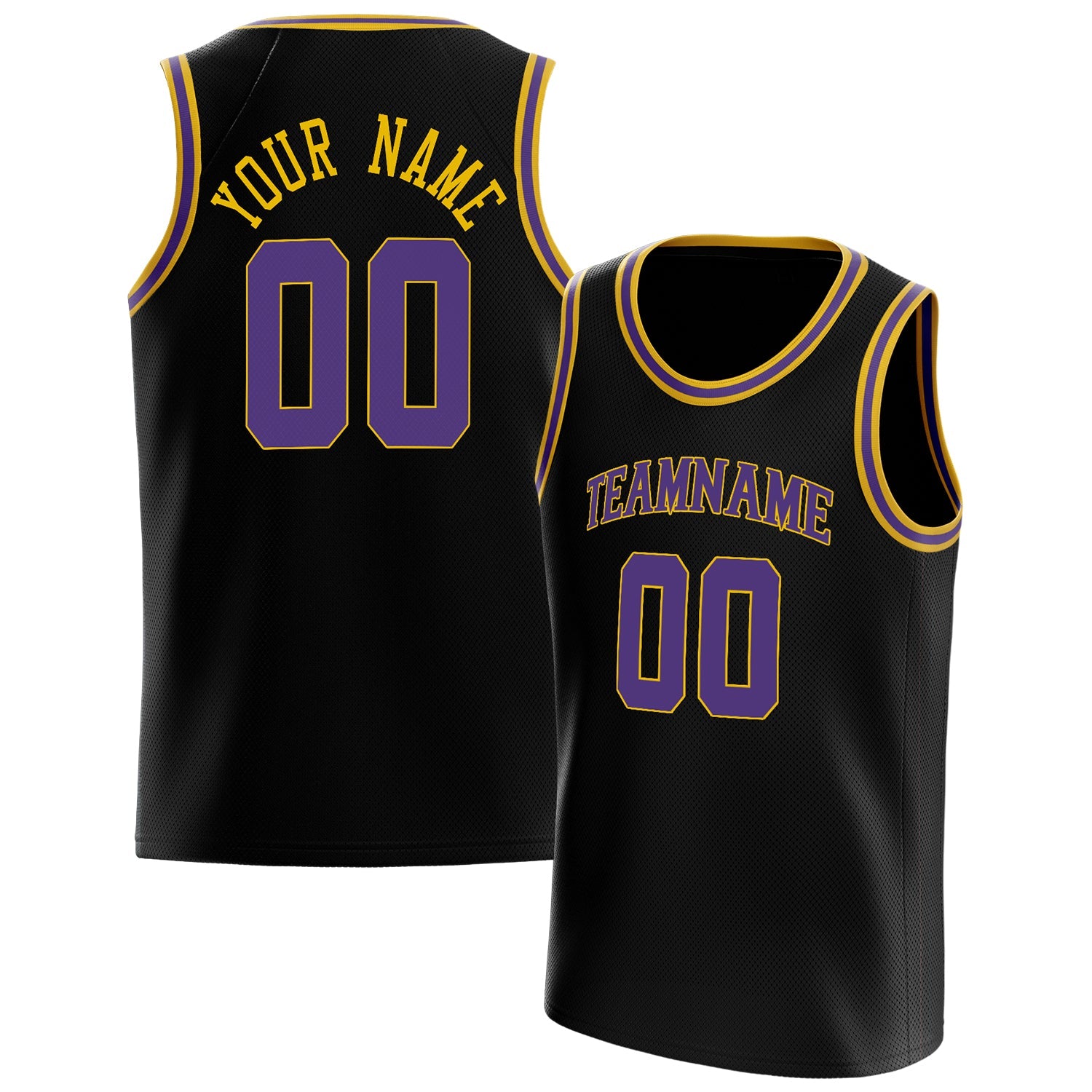 Custom Black Purple Solid-Color Basketball Jersey