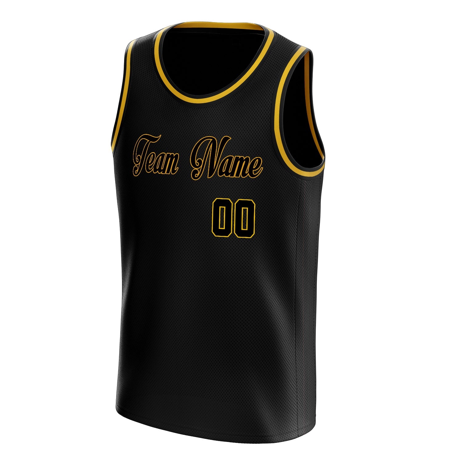 Custom Black Gold Solid-Color Basketball Jersey