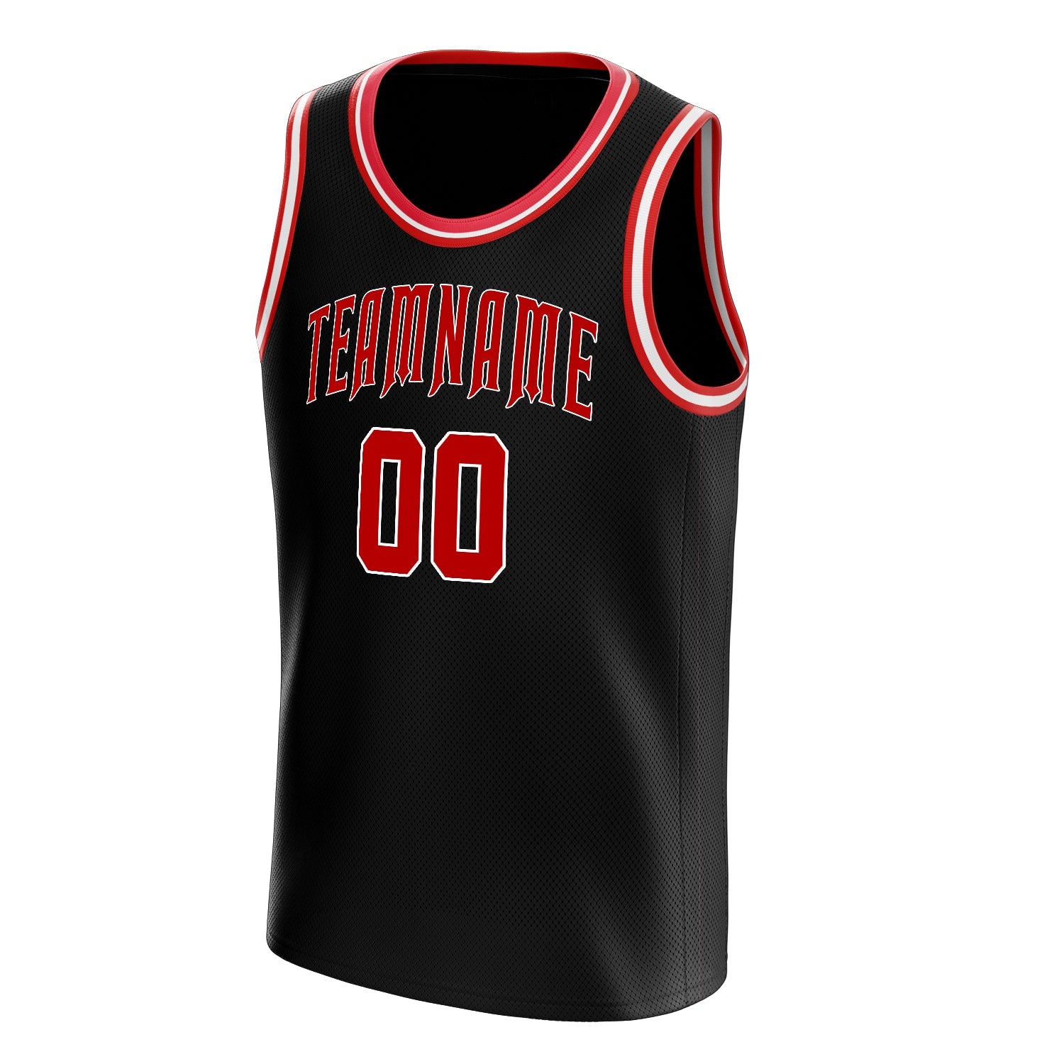 Custom Black Red Solid-Color Basketball Jersey
