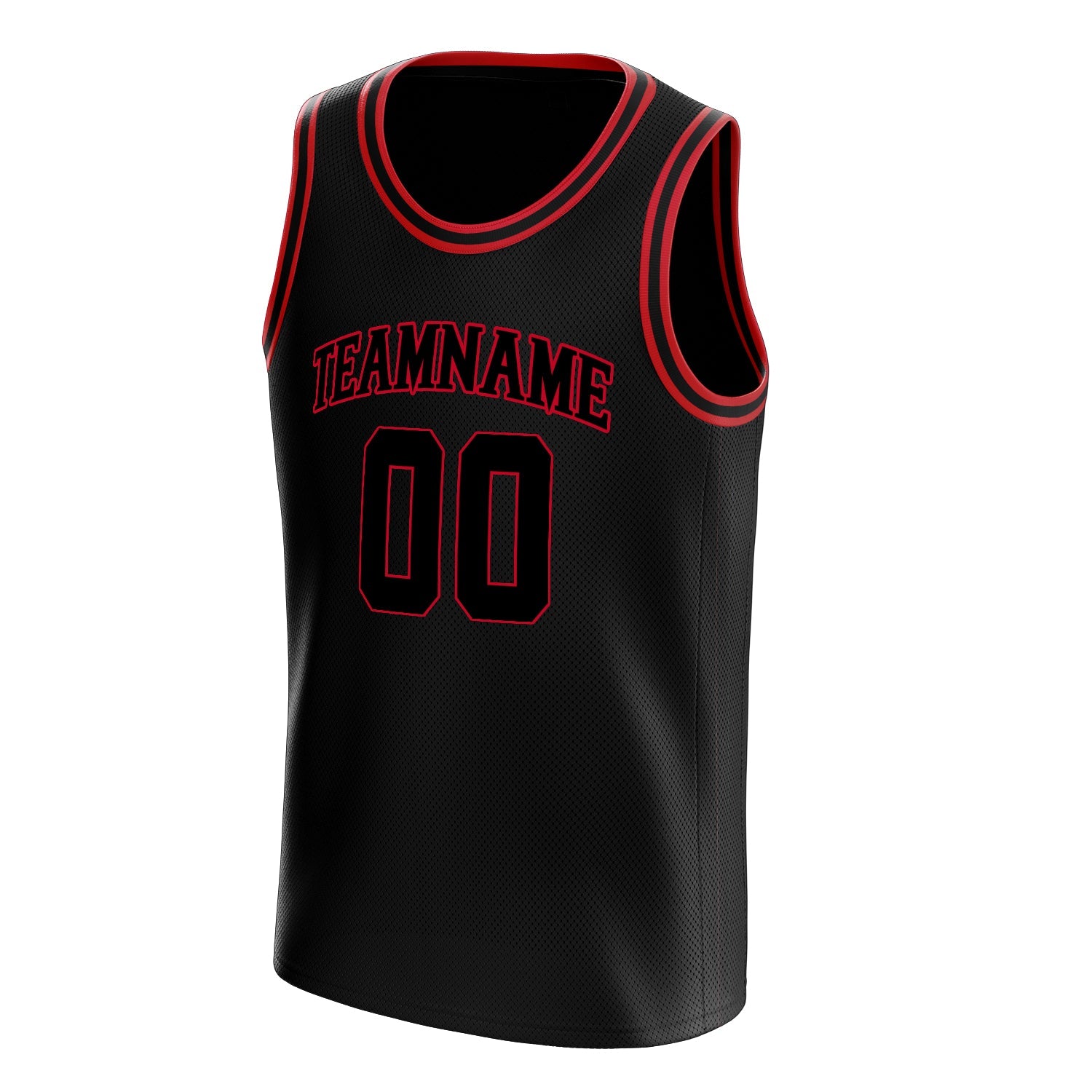 Custom Black Red Solid-Color Basketball Jersey