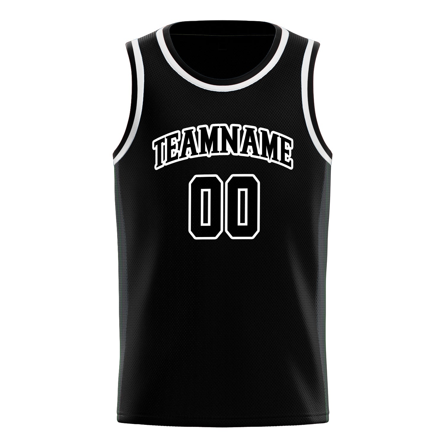 Custom Black White Solid-Color Basketball Jersey