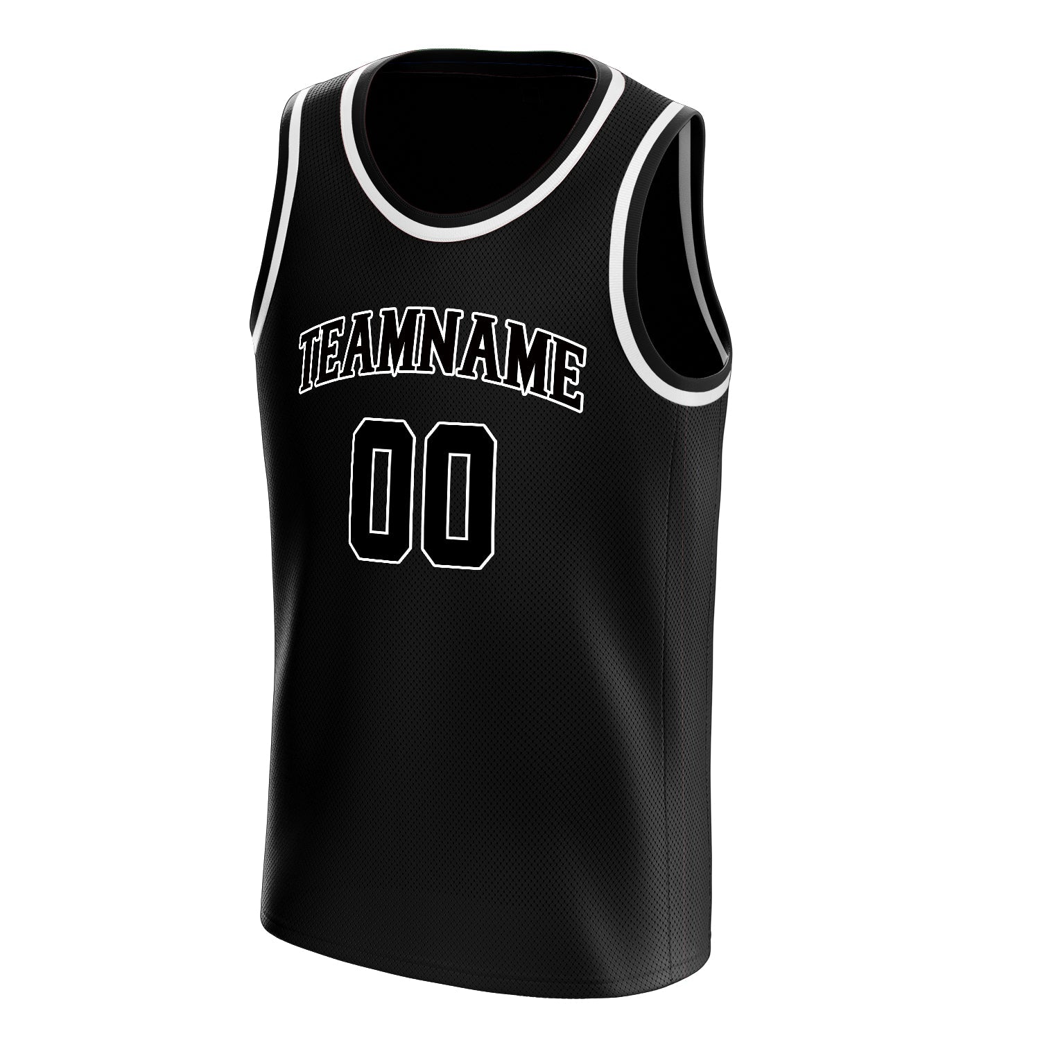 Custom Black White Solid-Color Basketball Jersey