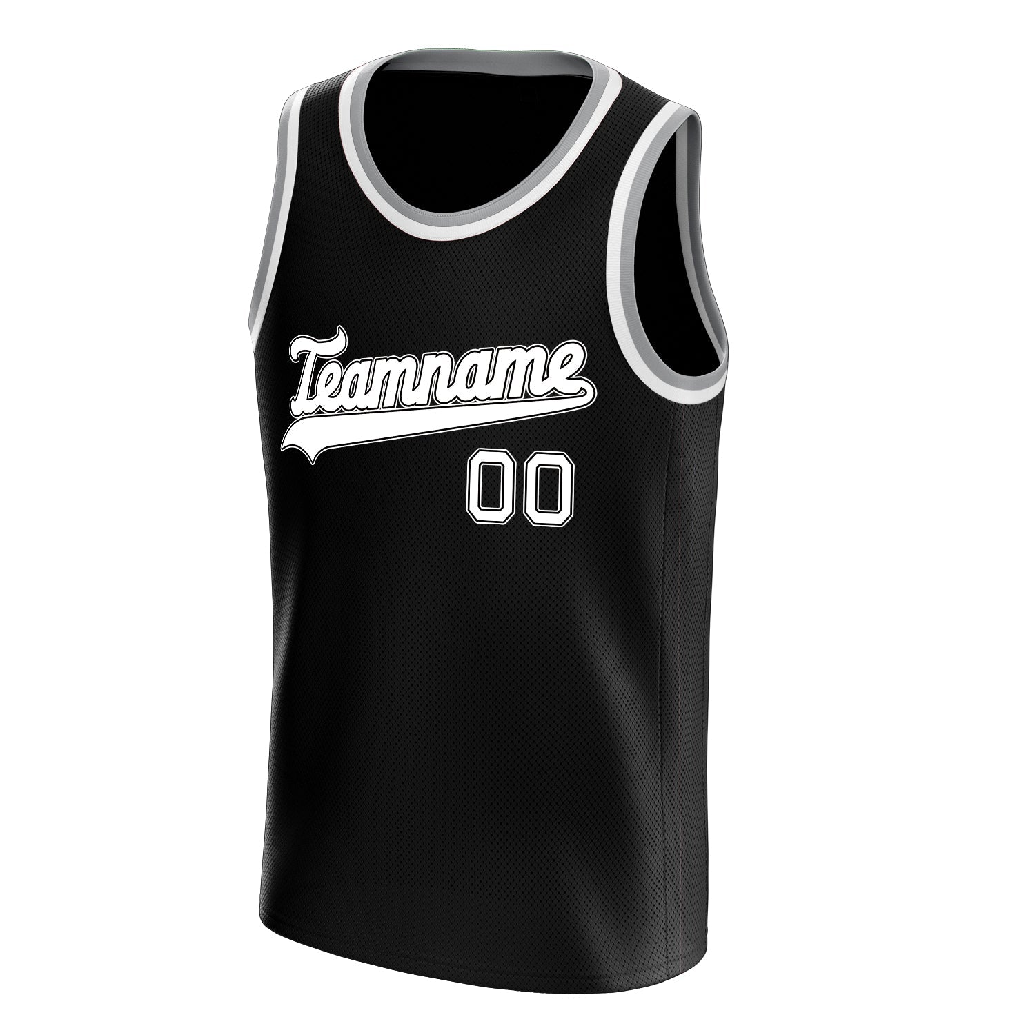 Custom Black White Solid-Color Basketball Jersey