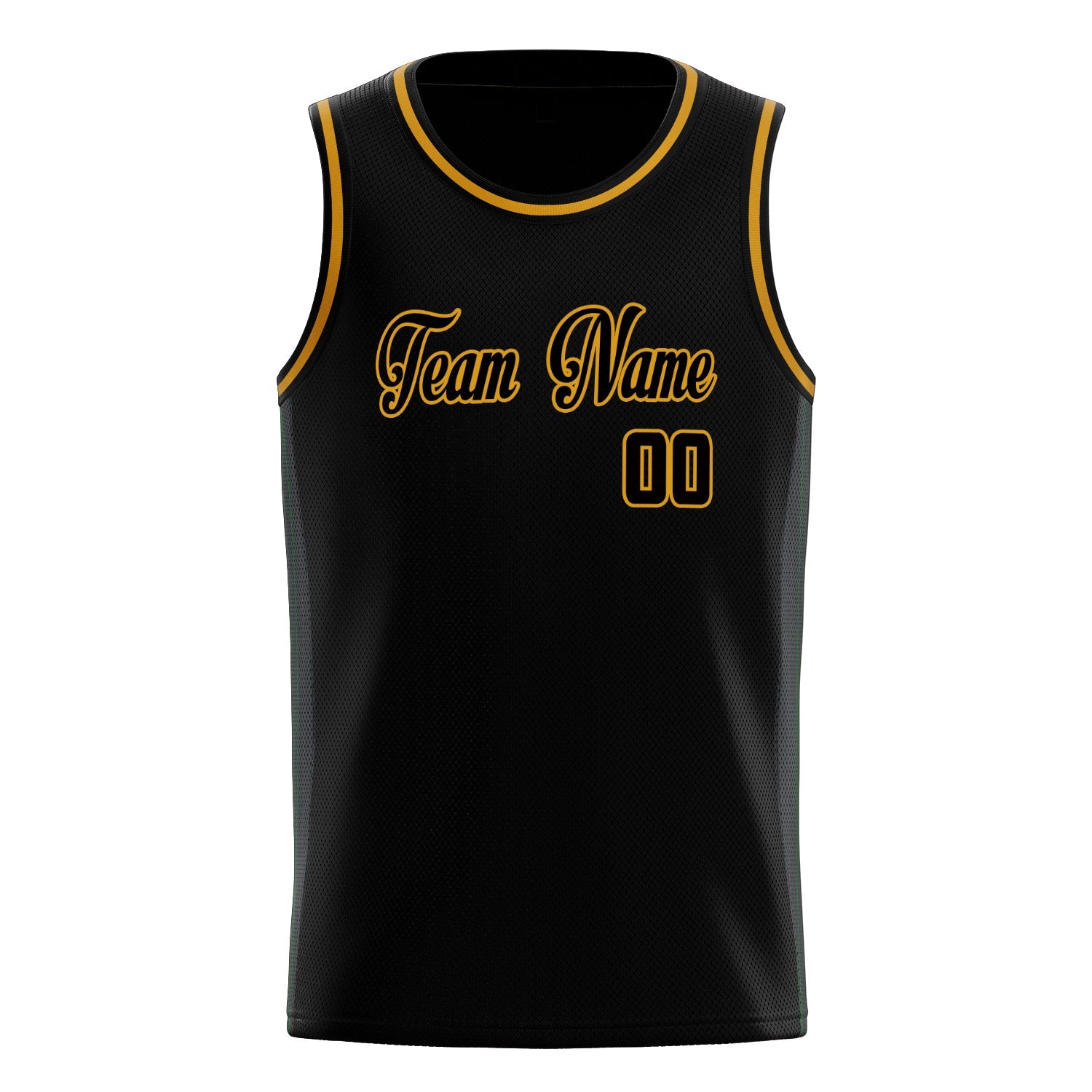 Custom Black Gold Solid-Color Basketball Jersey