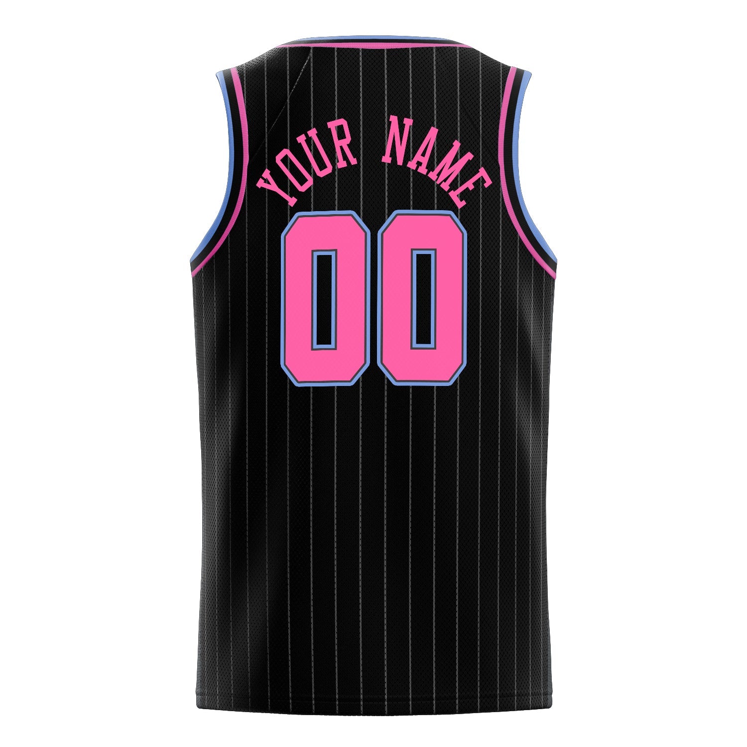 Custom Black Pink White-Pinstripe Basketball Jersey