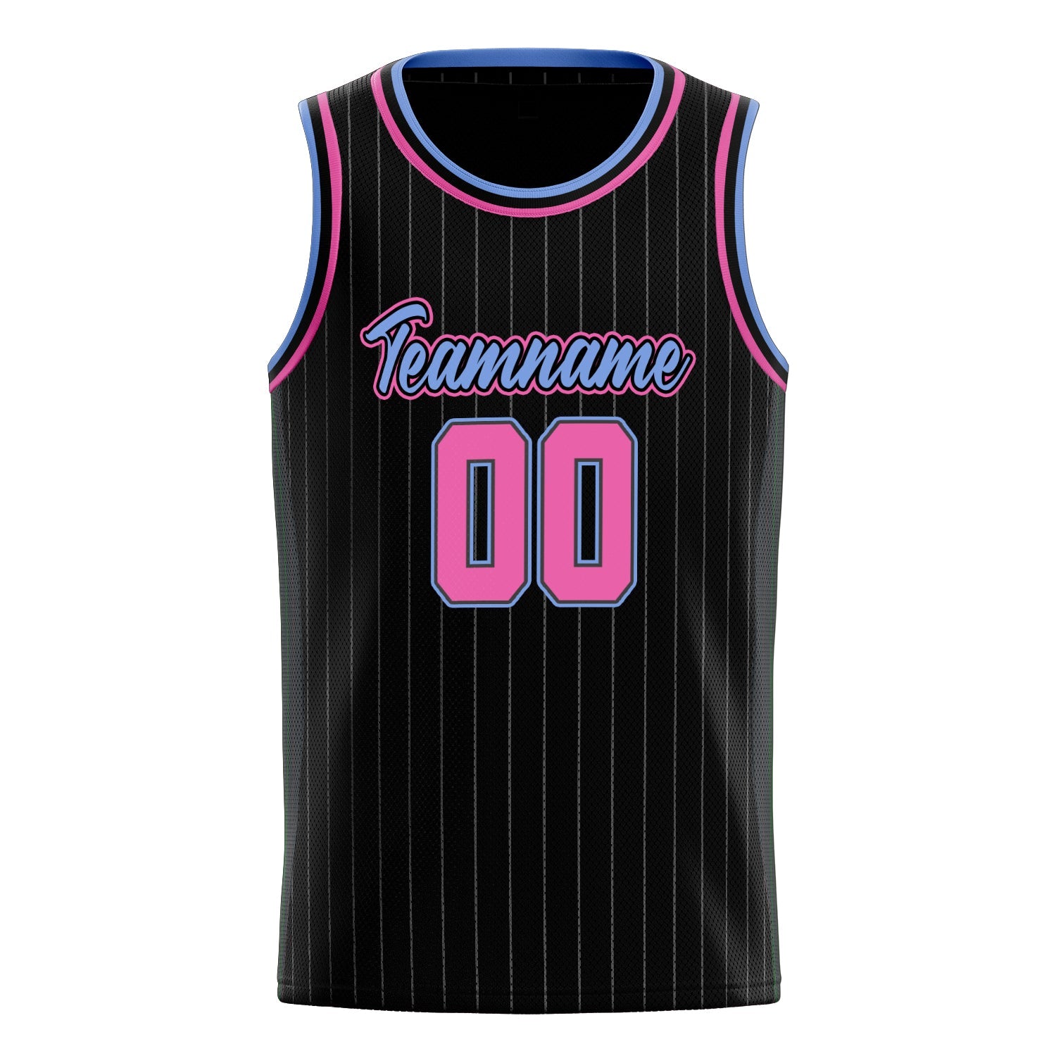 Custom Black Pink White-Pinstripe Basketball Jersey