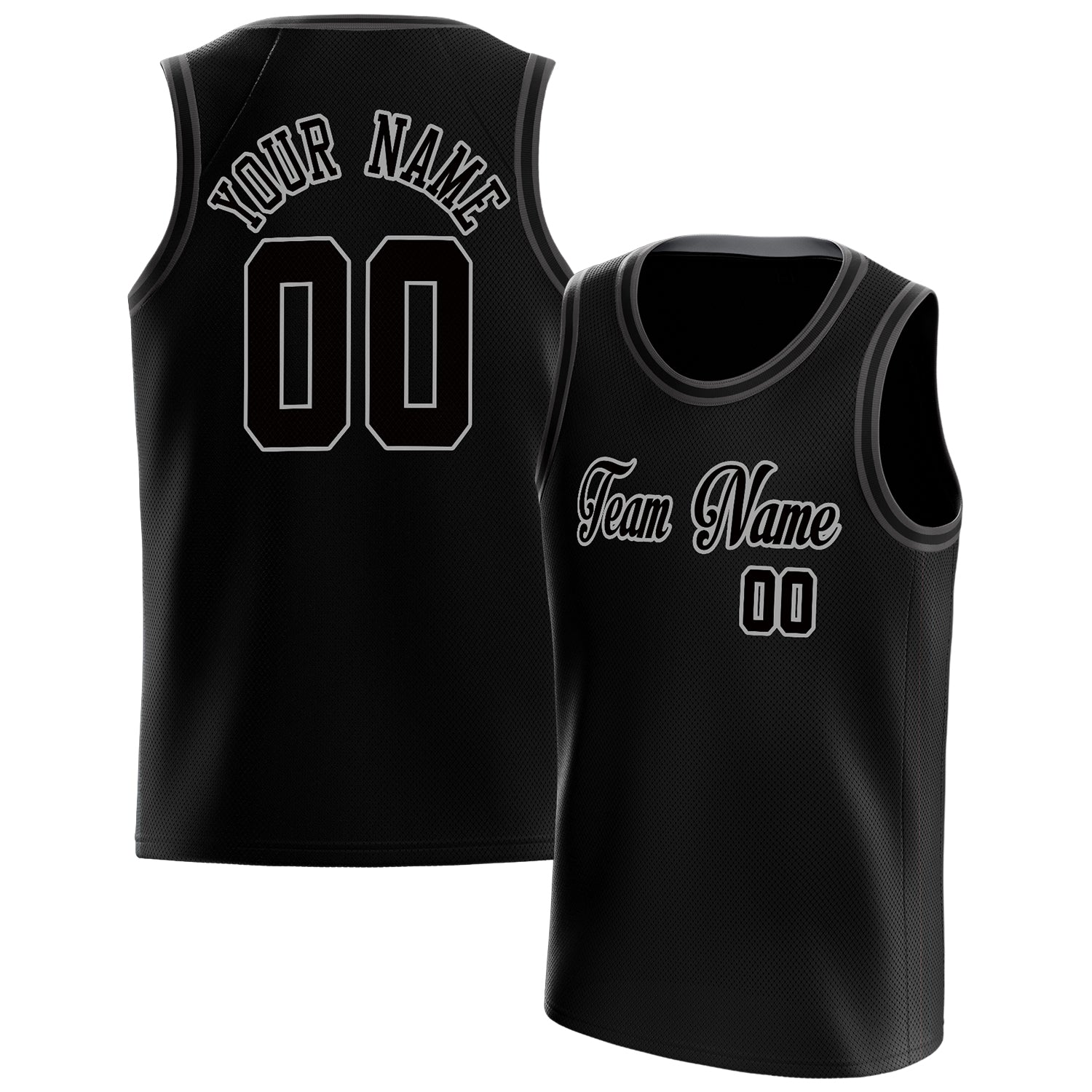 Custom Black Gray Solid-Color Basketball Jersey