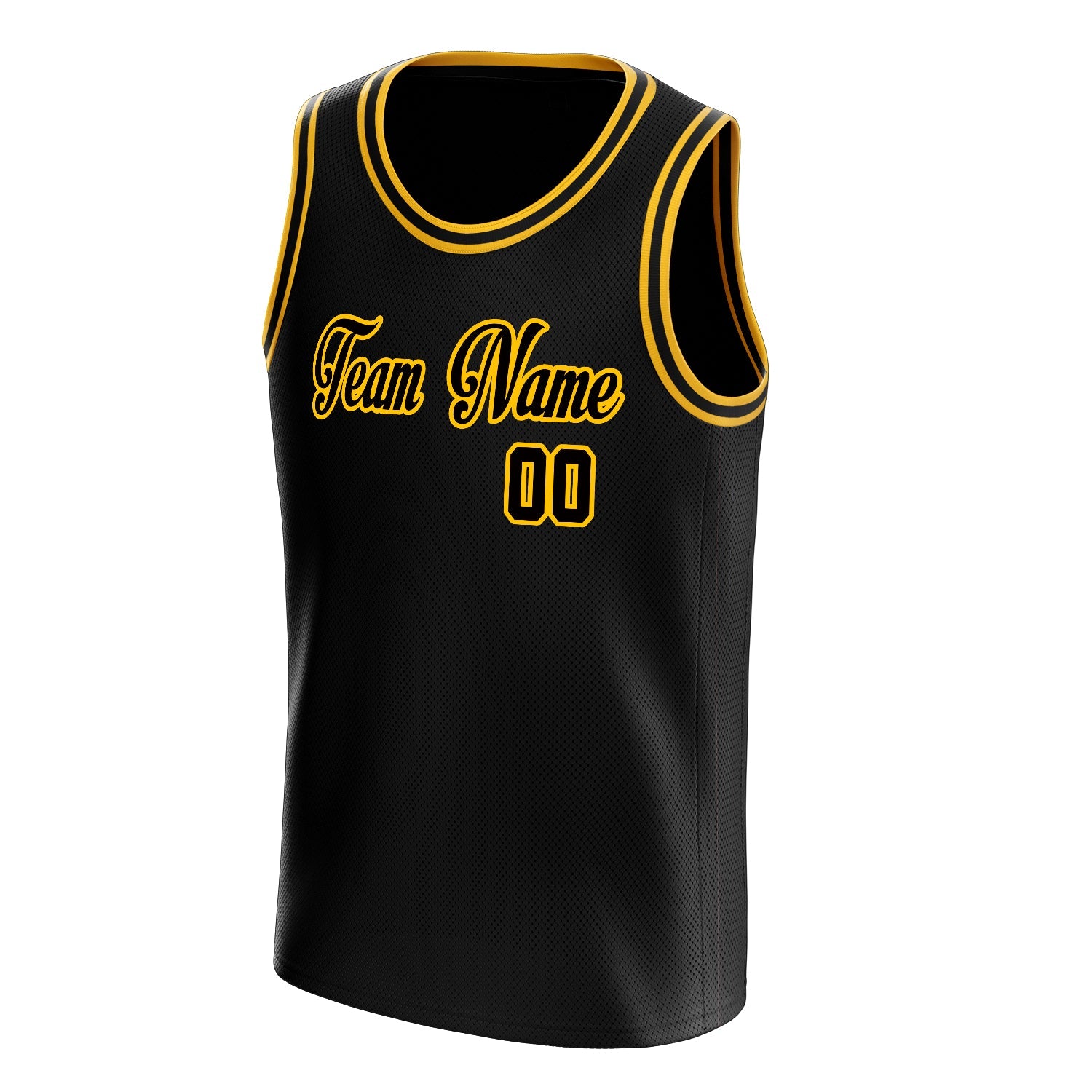 Custom Black Gold Solid-Color Basketball Jersey