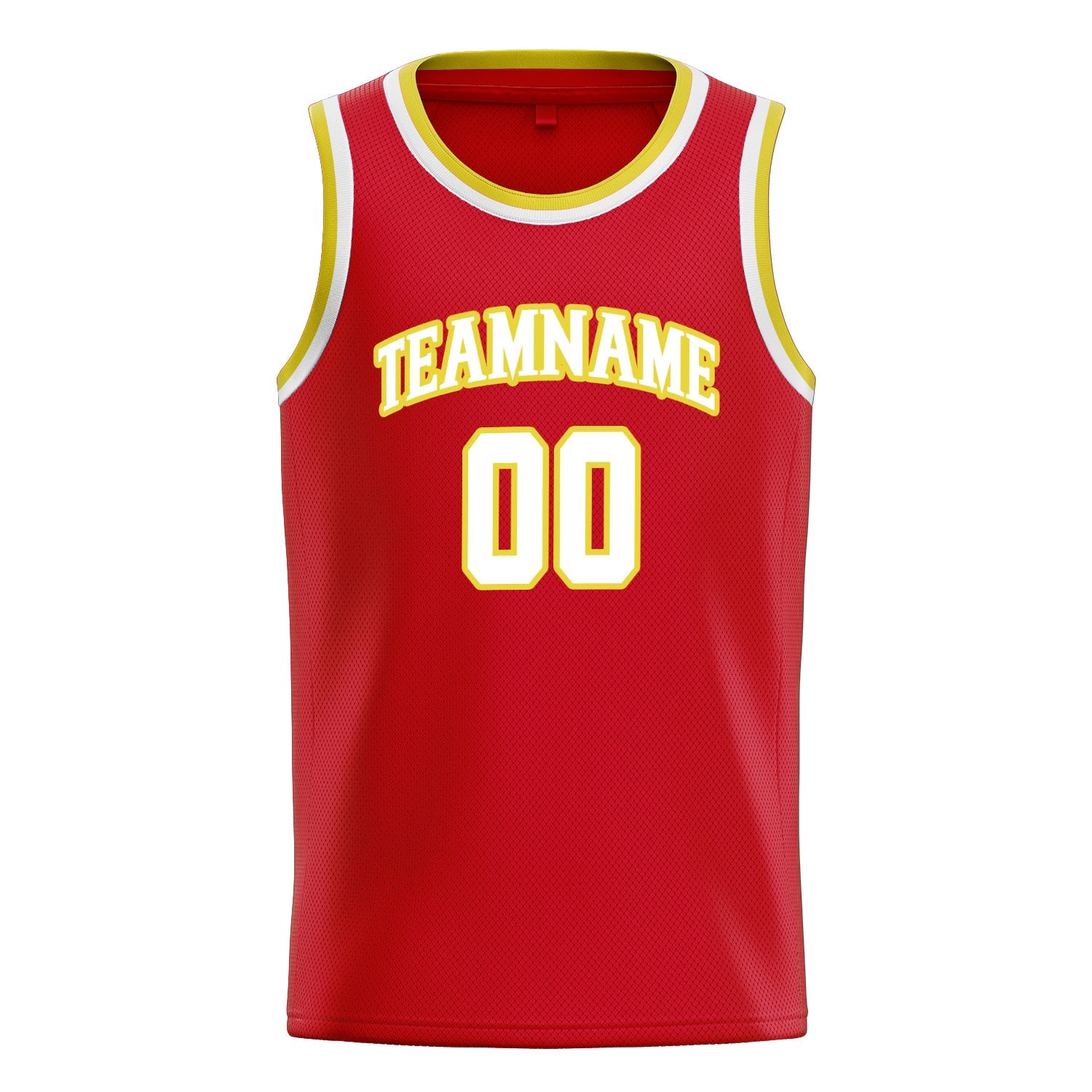 Custom Red White Solid-Color Basketball Jersey