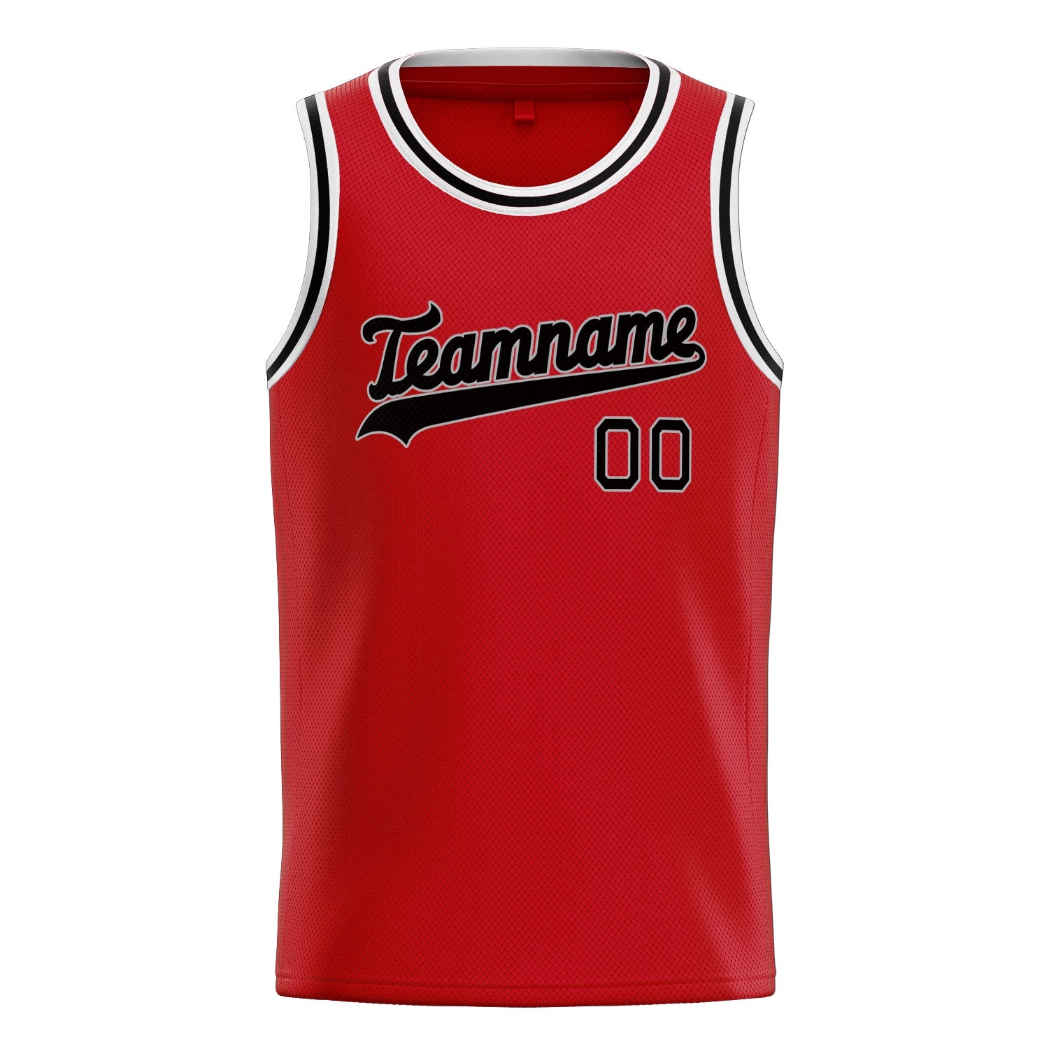 Custom Red Black Solid-Color Basketball Jersey