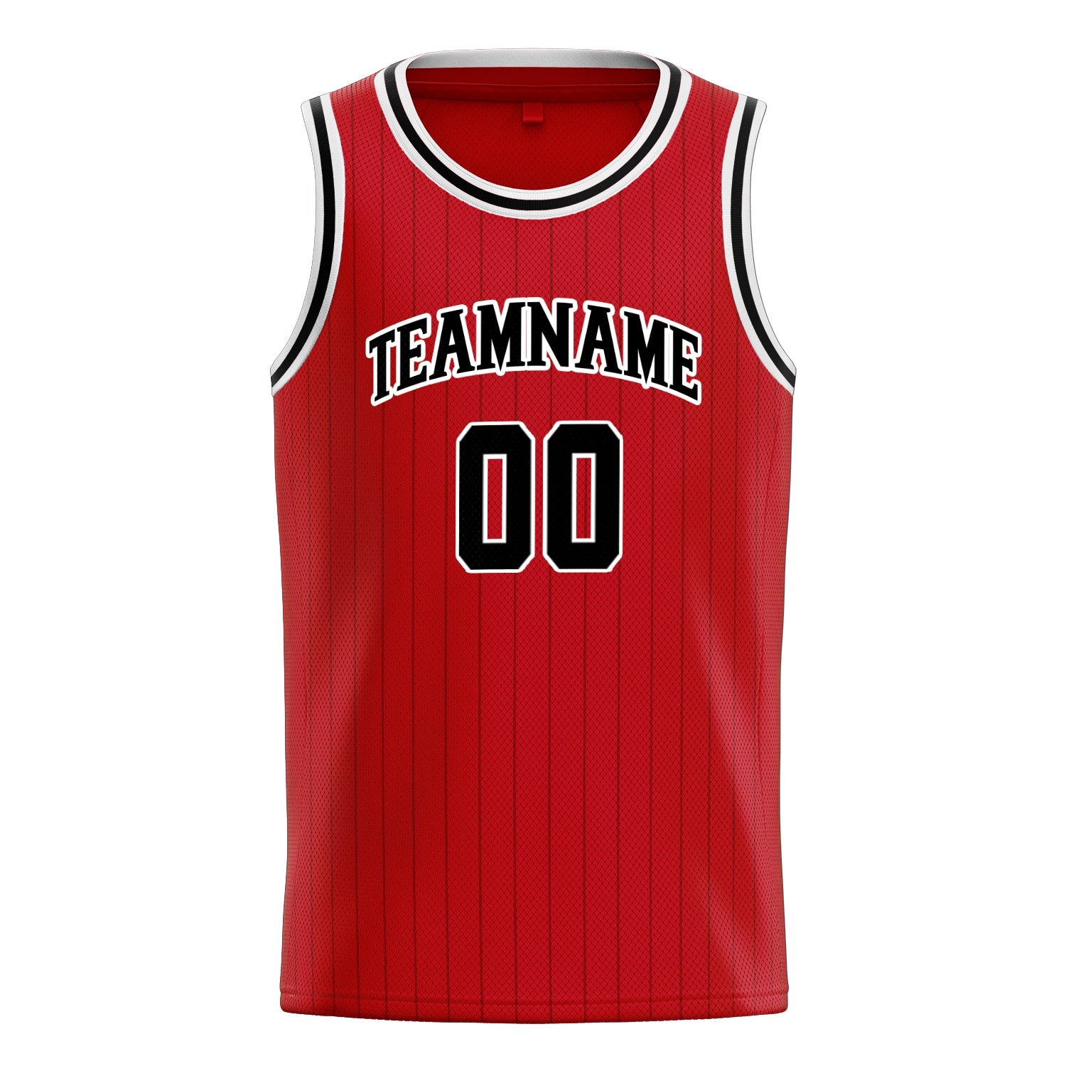 Custom Red Black Black-Pinstripe Basketball Jersey