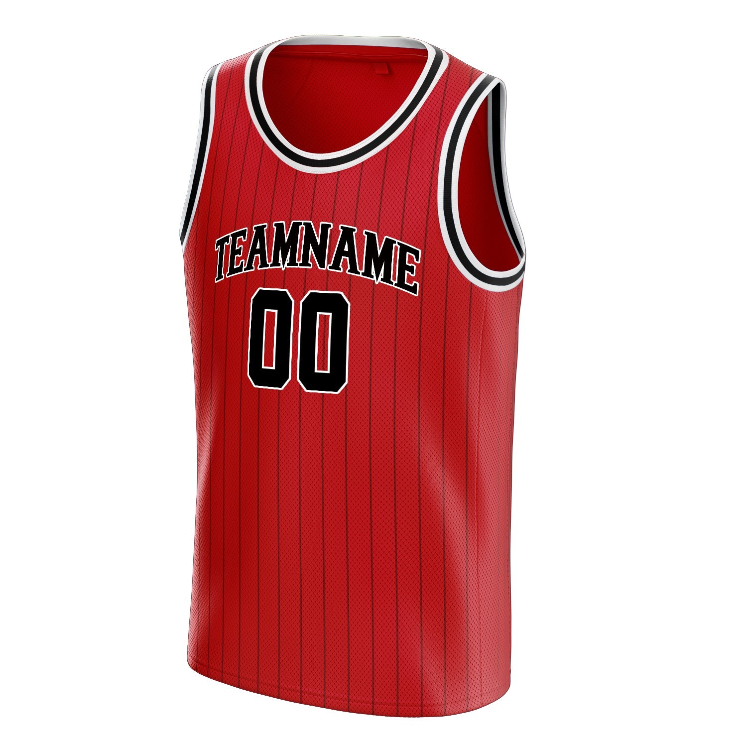 Custom Red Black Black-Pinstripe Basketball Jersey