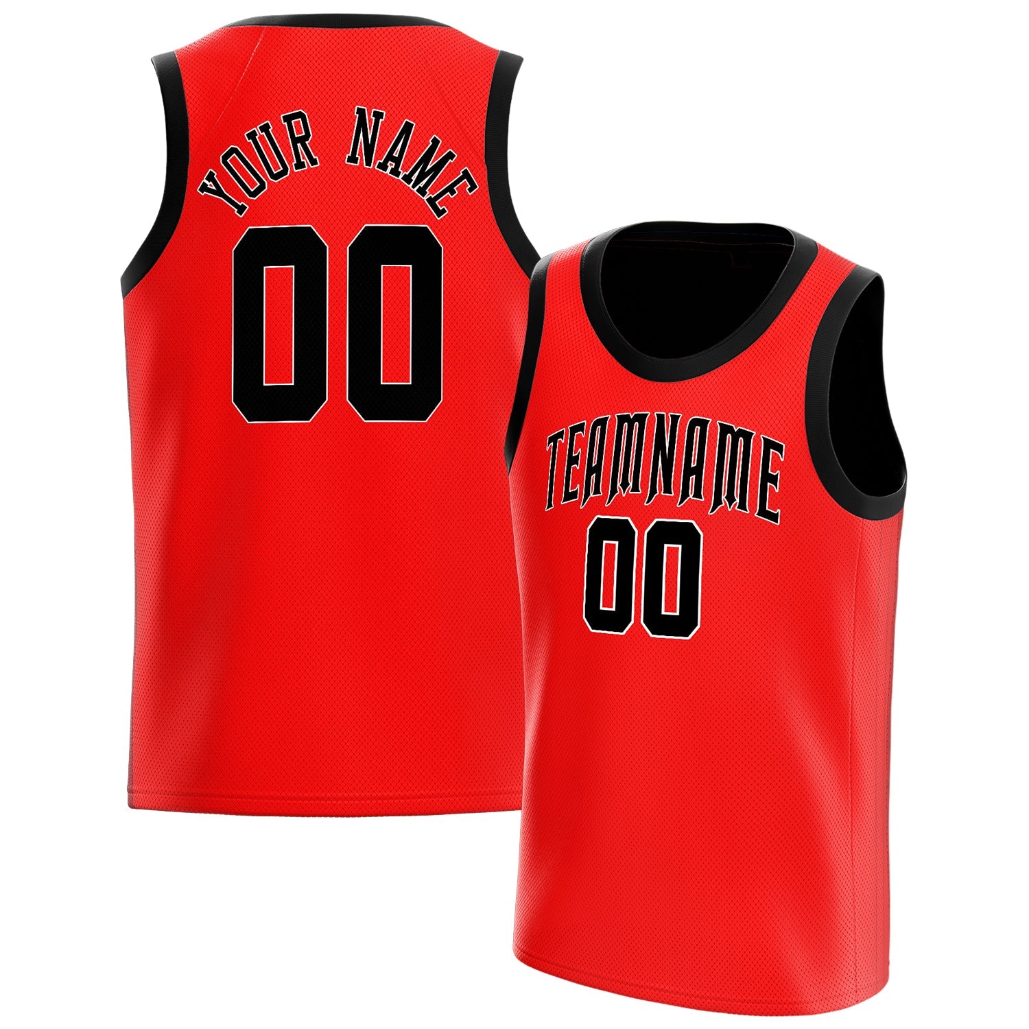 Custom Red Black Solid-Color Basketball Jersey