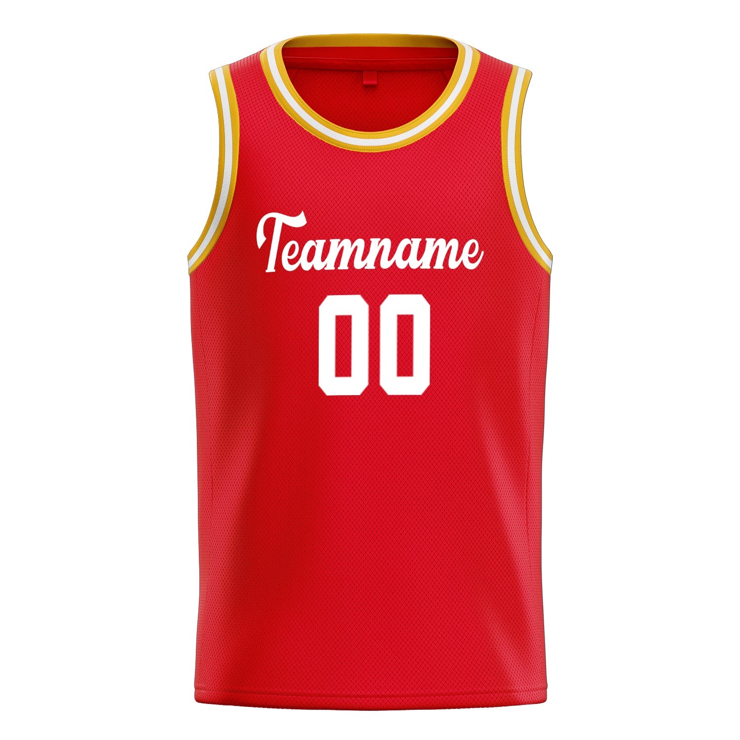 Custom Red White Solid-Color Basketball Jersey