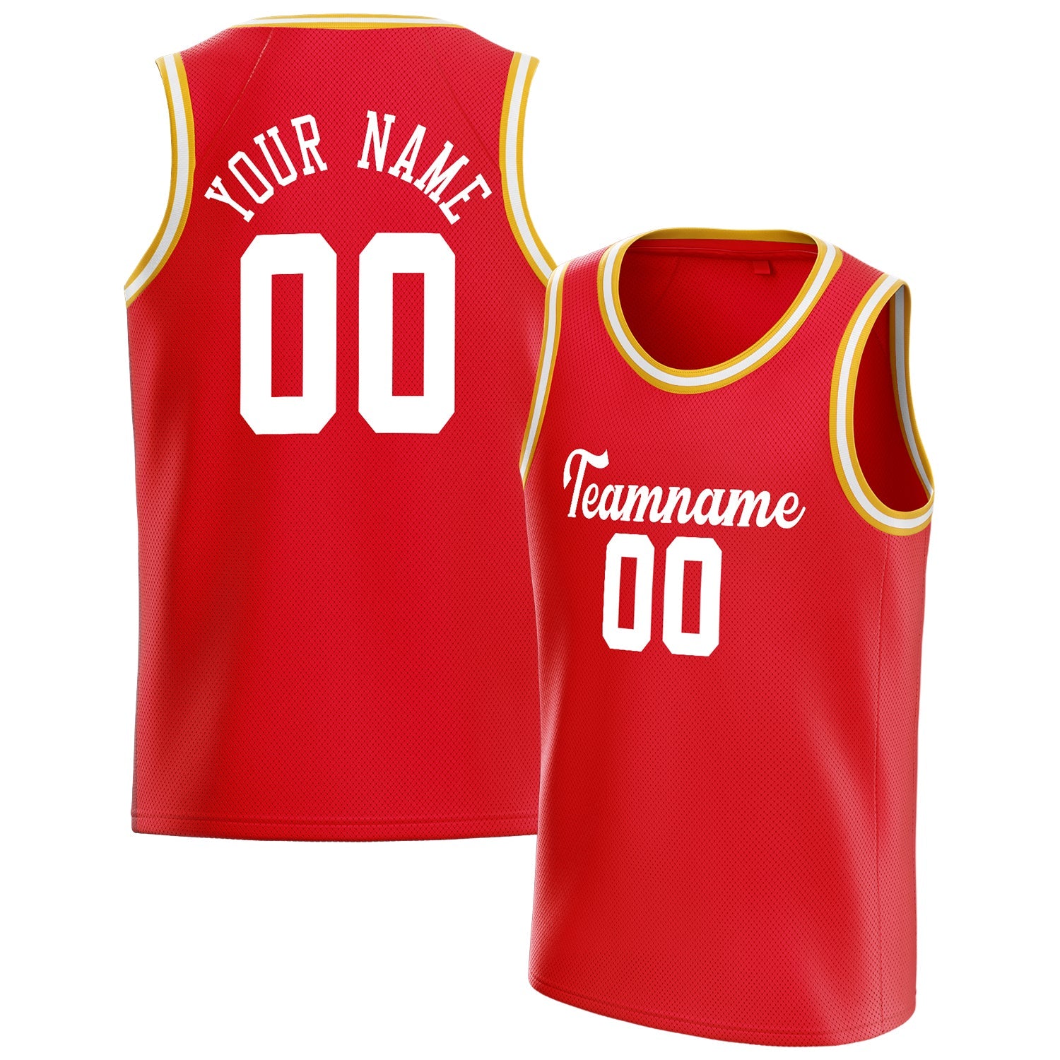 Custom Red White Solid-Color Basketball Jersey