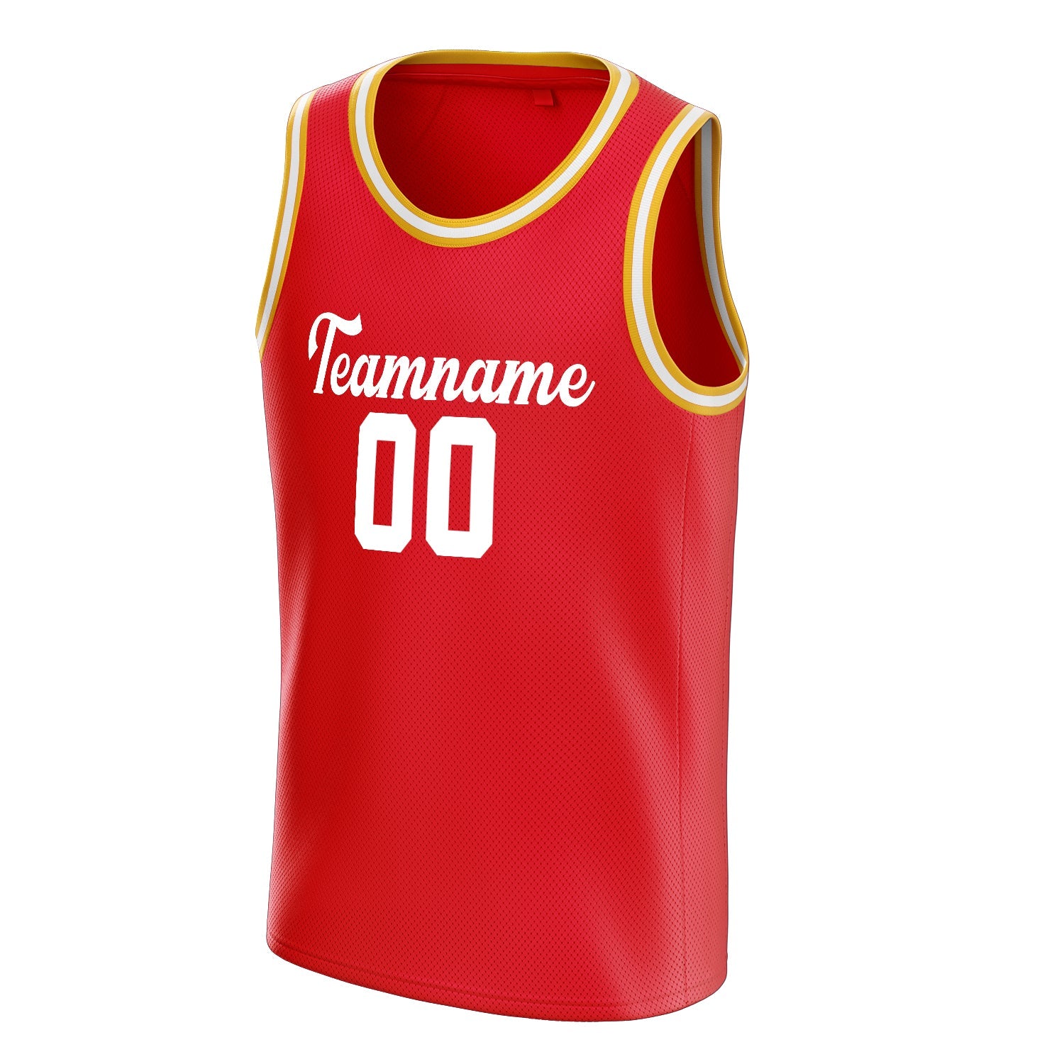 Custom Red White Solid-Color Basketball Jersey