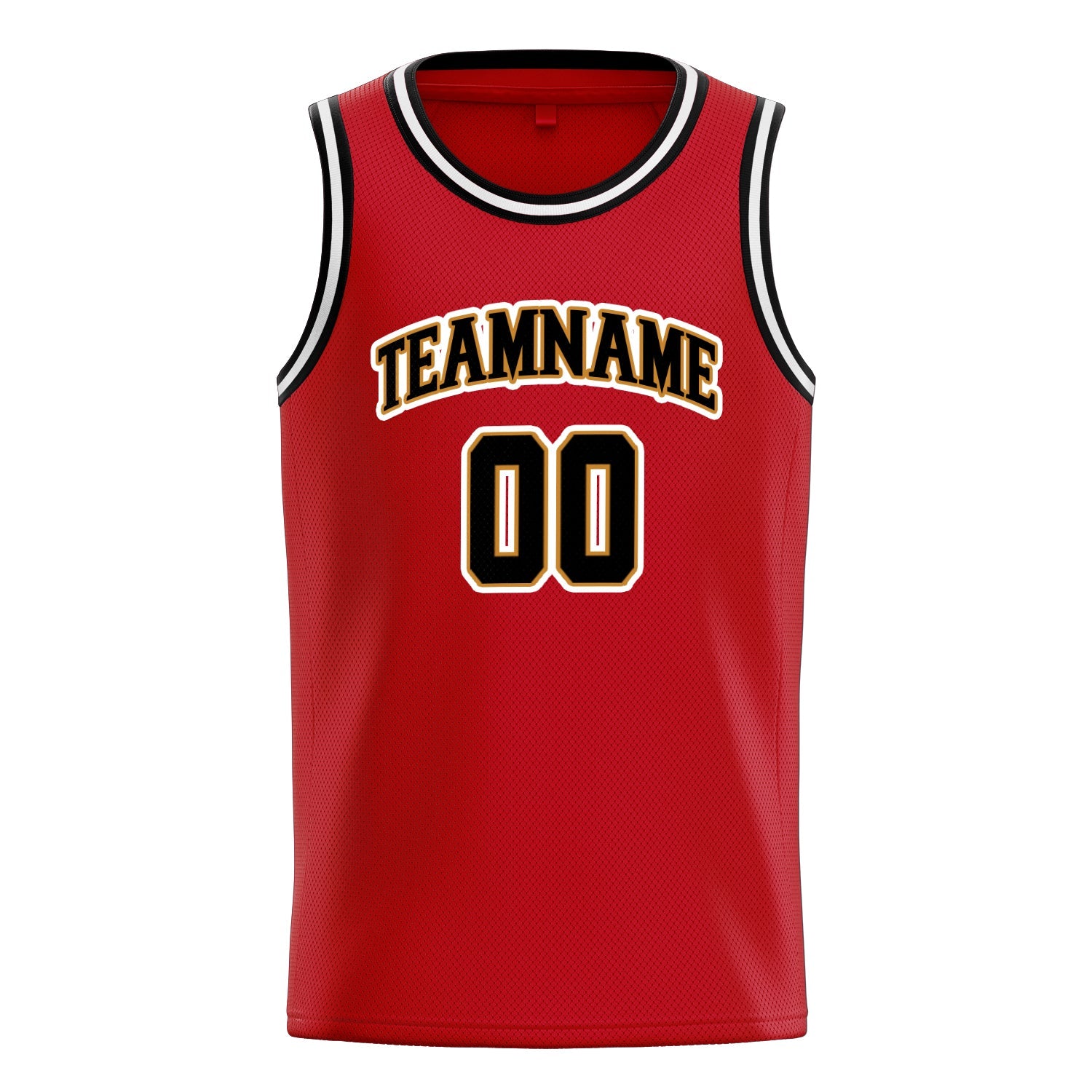 Custom Red Black Solid-Color Basketball Jersey