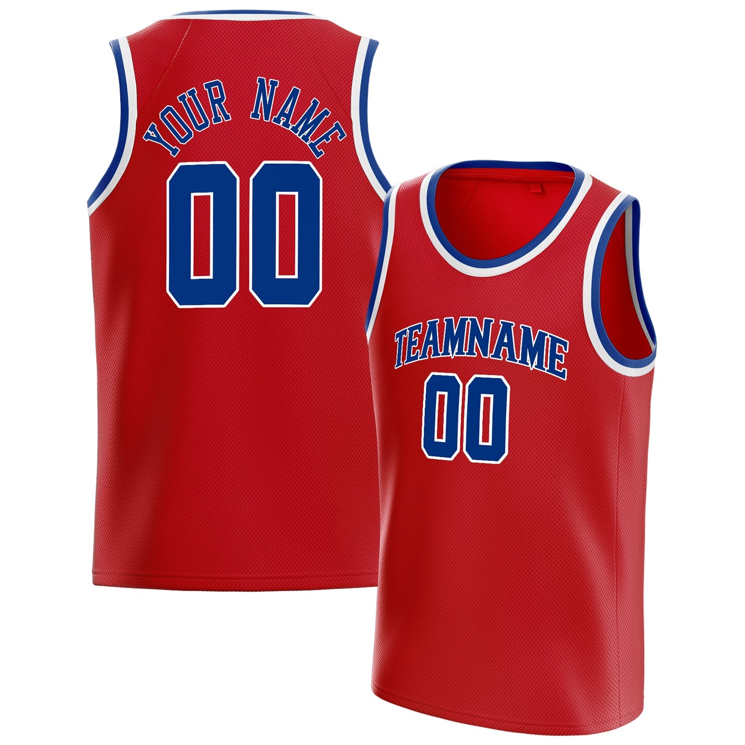 Custom Red Royal Solid-Color Basketball Jersey