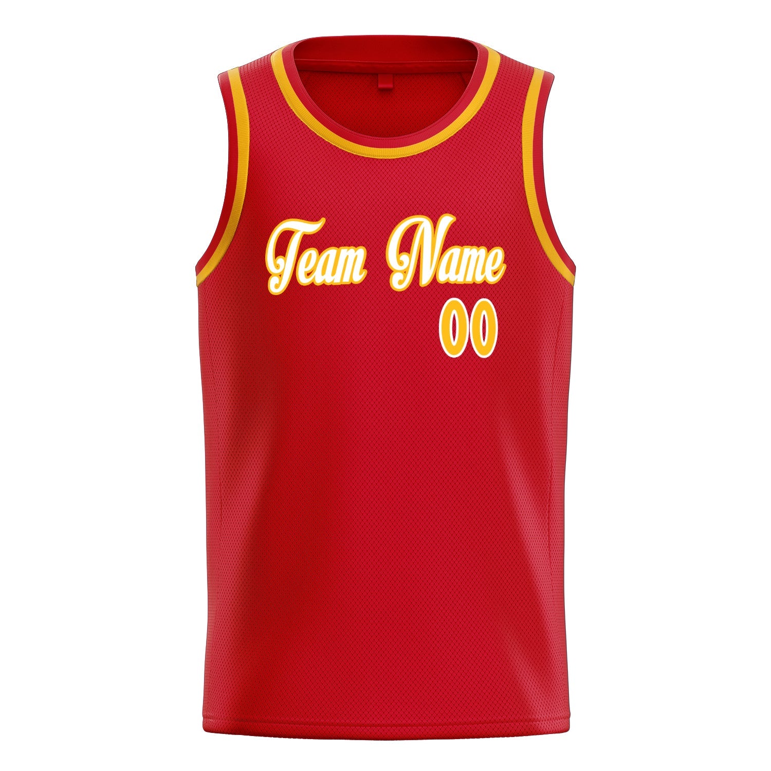 Custom Red Gold Solid-Color Basketball Jersey