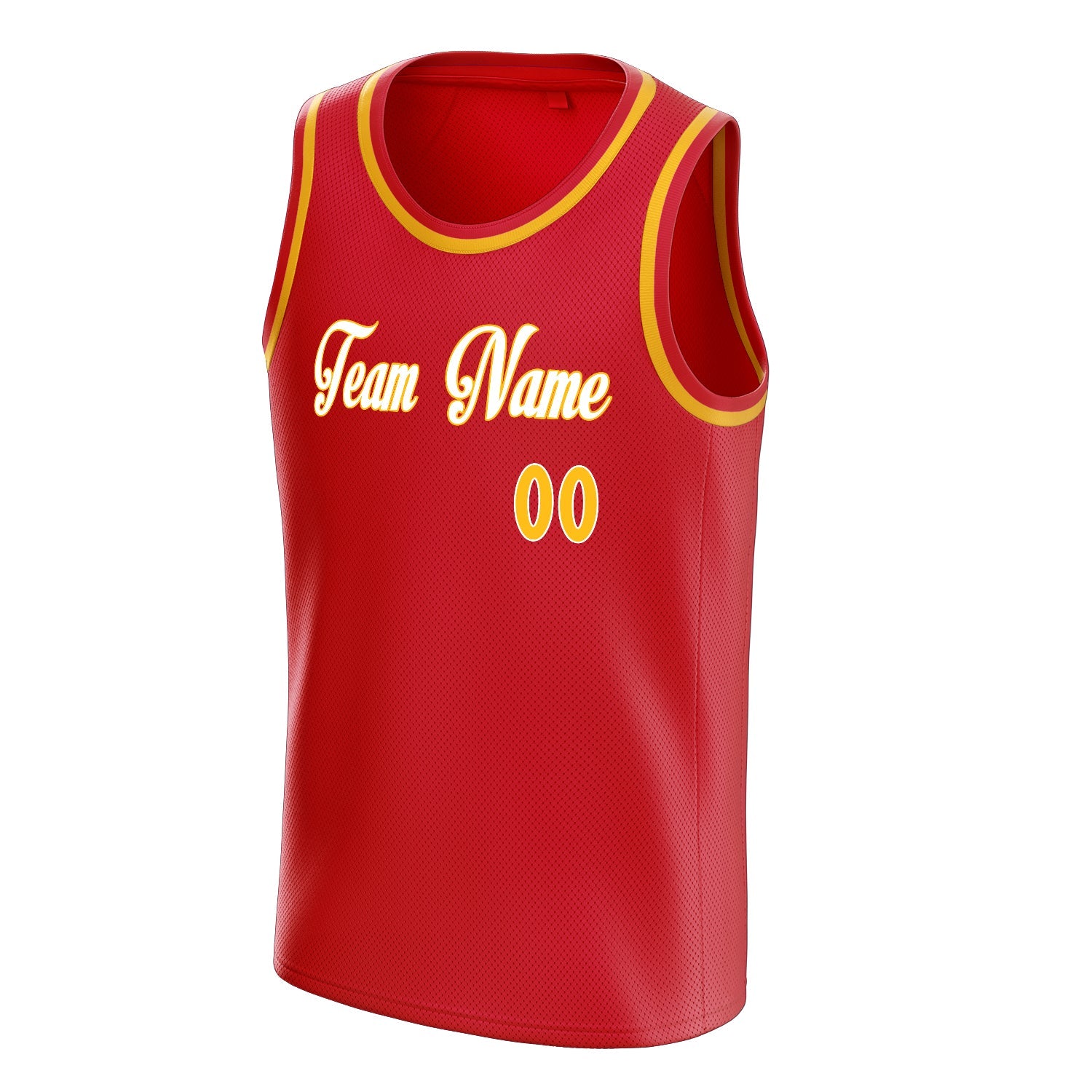 Custom Red Gold Solid-Color Basketball Jersey