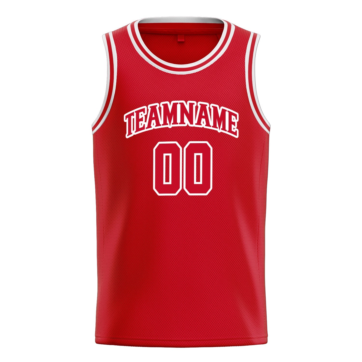 Custom Red White Solid-Color Basketball Jersey