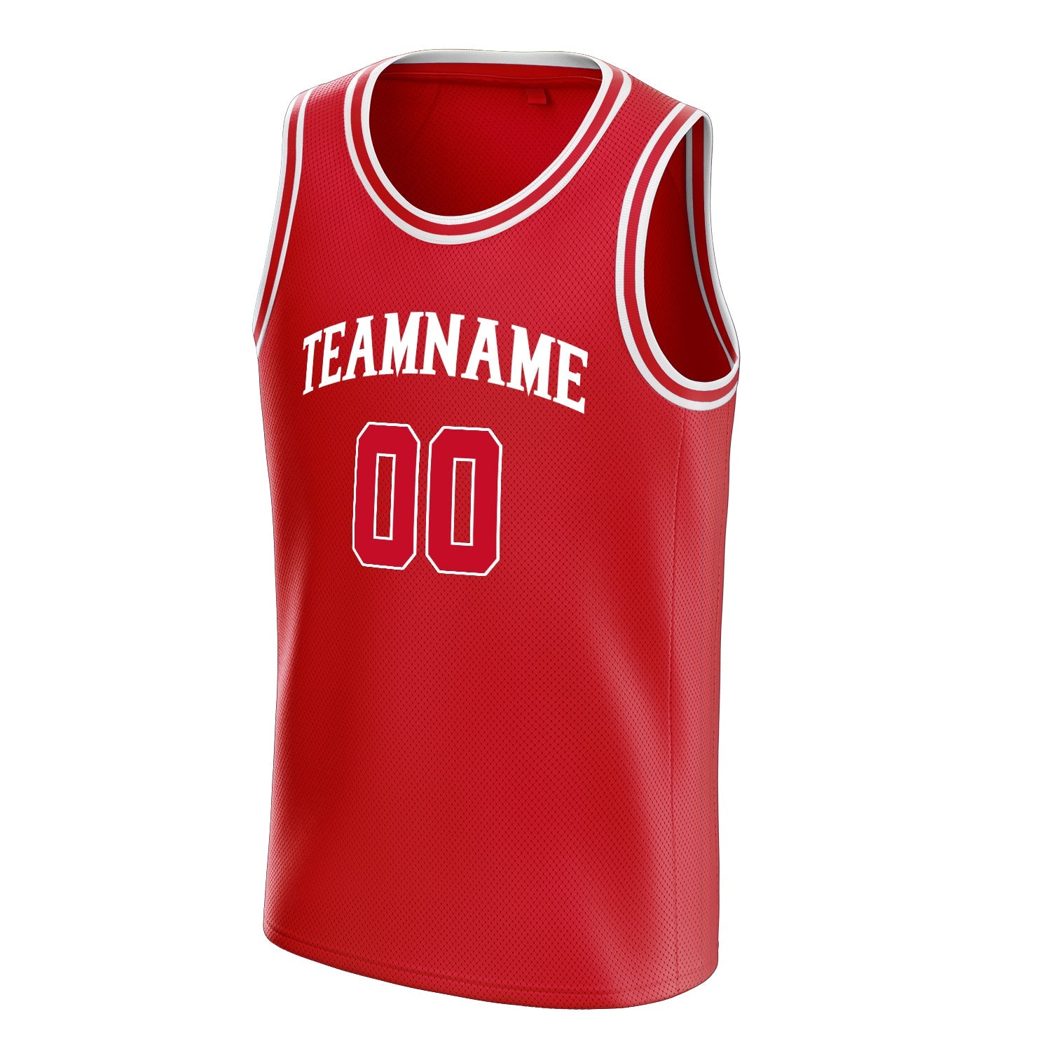 Custom Red White Solid-Color Basketball Jersey
