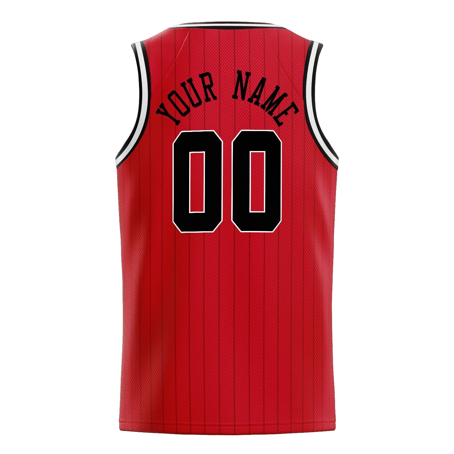 Custom Red Black Black-Pinstripe Basketball Jersey