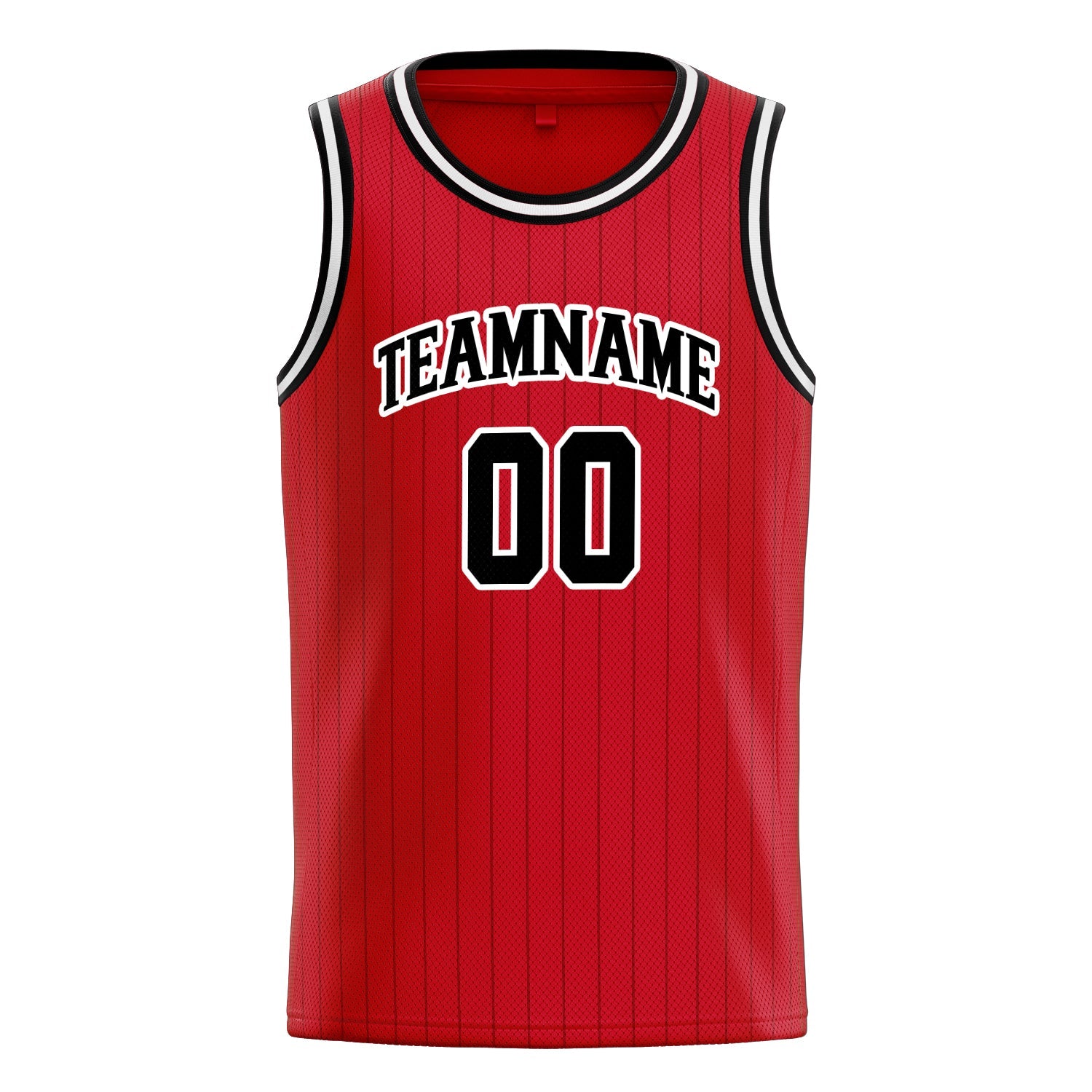 Custom Red Black Black-Pinstripe Basketball Jersey