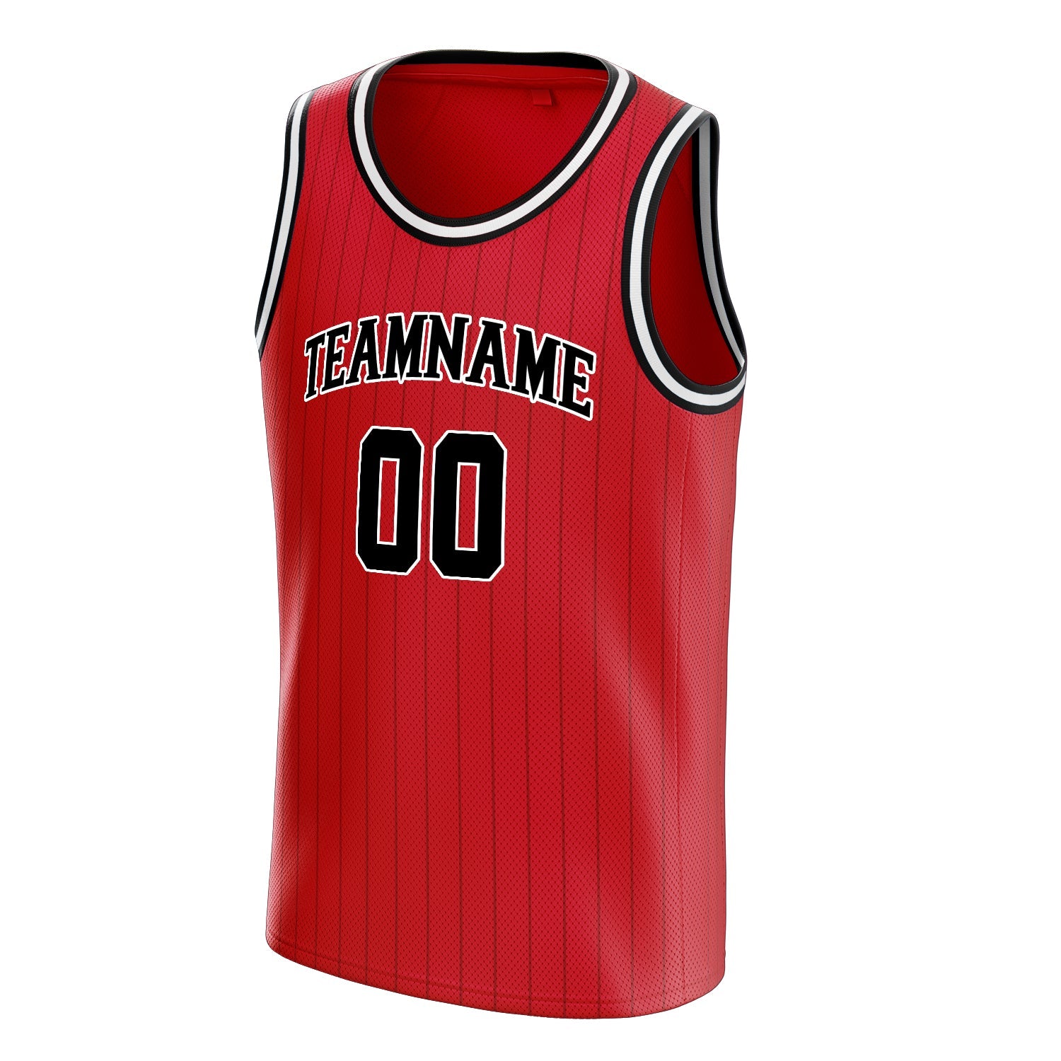 Custom Red Black Black-Pinstripe Basketball Jersey